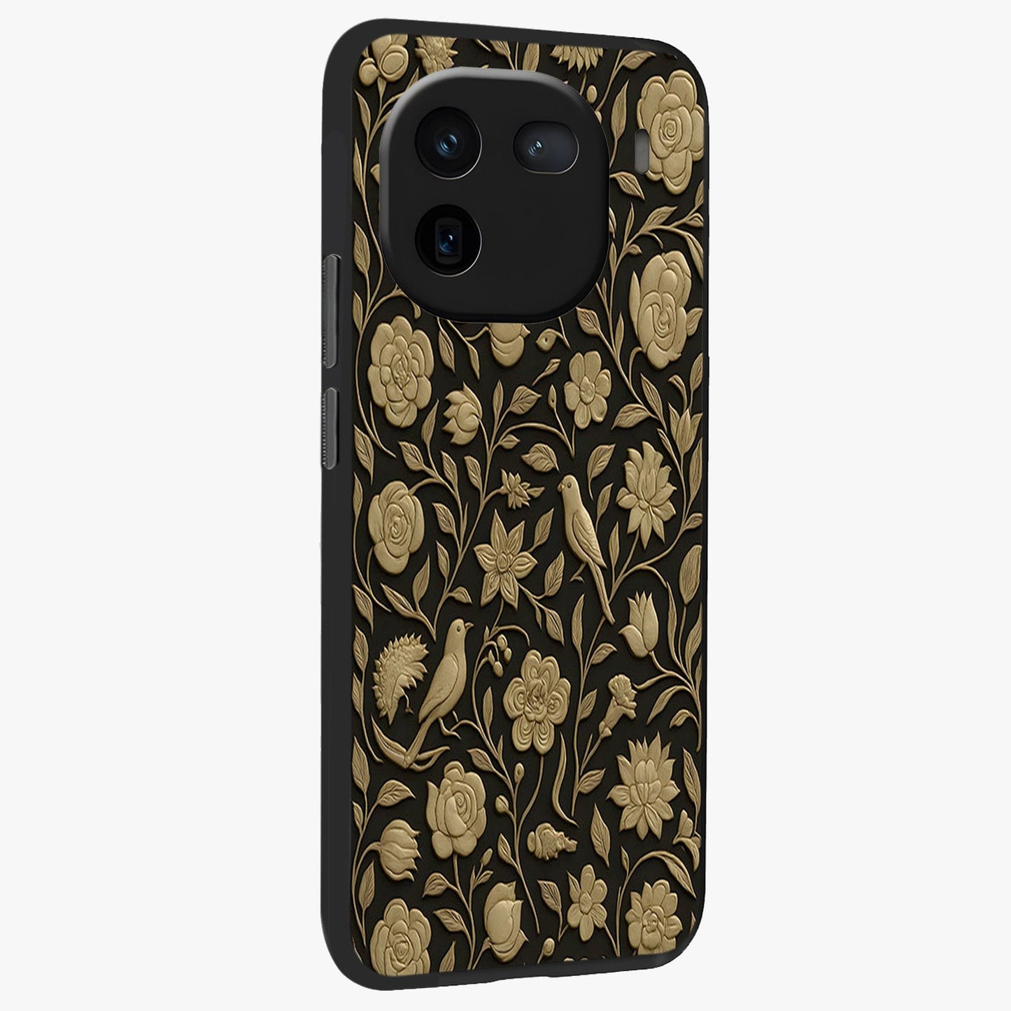Golden Evil Eye Mandala Glass Case upright view showcasing decorative evil eye mandala artwork with spiritual aesthetic style.