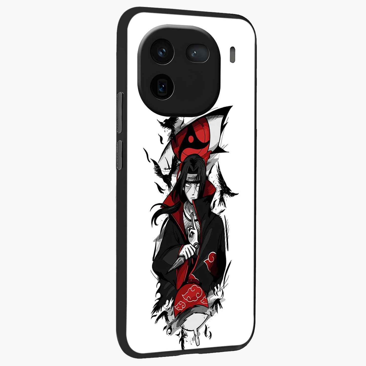 Itachi Limited Edition Naruto Anime Glass Case upright view showcasing intense anime artwork with powerful character theme.