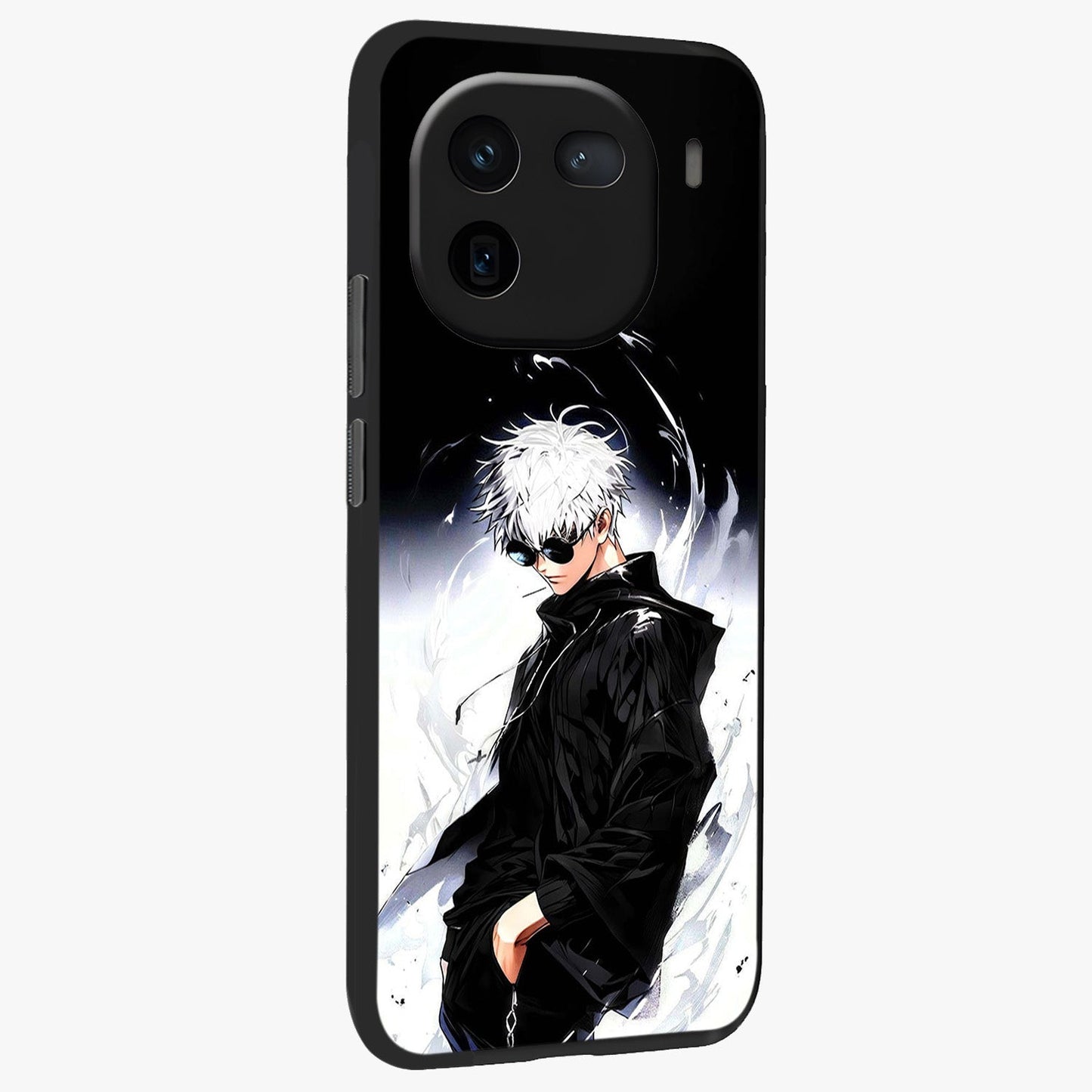 Limitless Shadow King Glass Case upright view showcasing bold shadow warrior artwork with epic fantasy theme.
