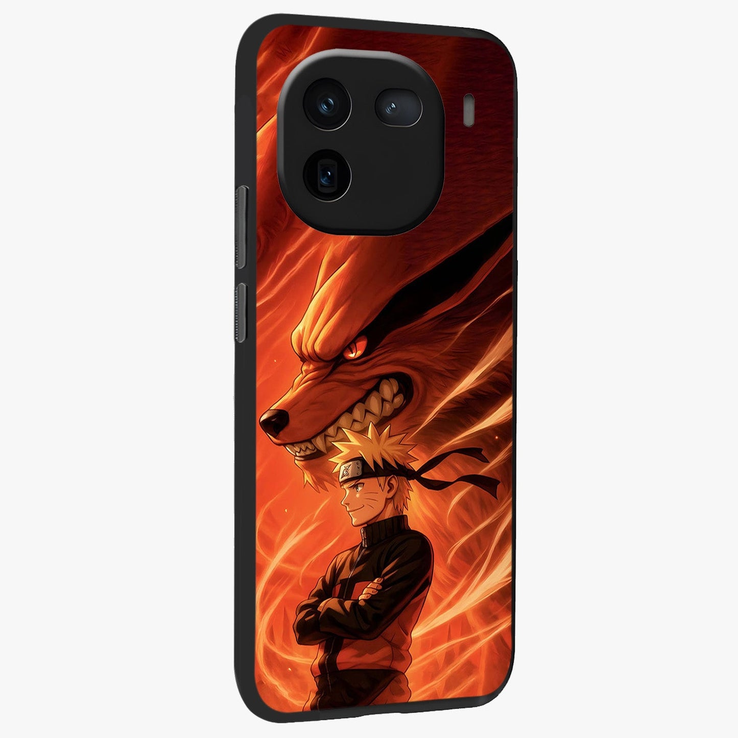 Nine Tails Legacy Glass Case upright view showcasing dramatic nine-tails artwork with intense anime themed design.