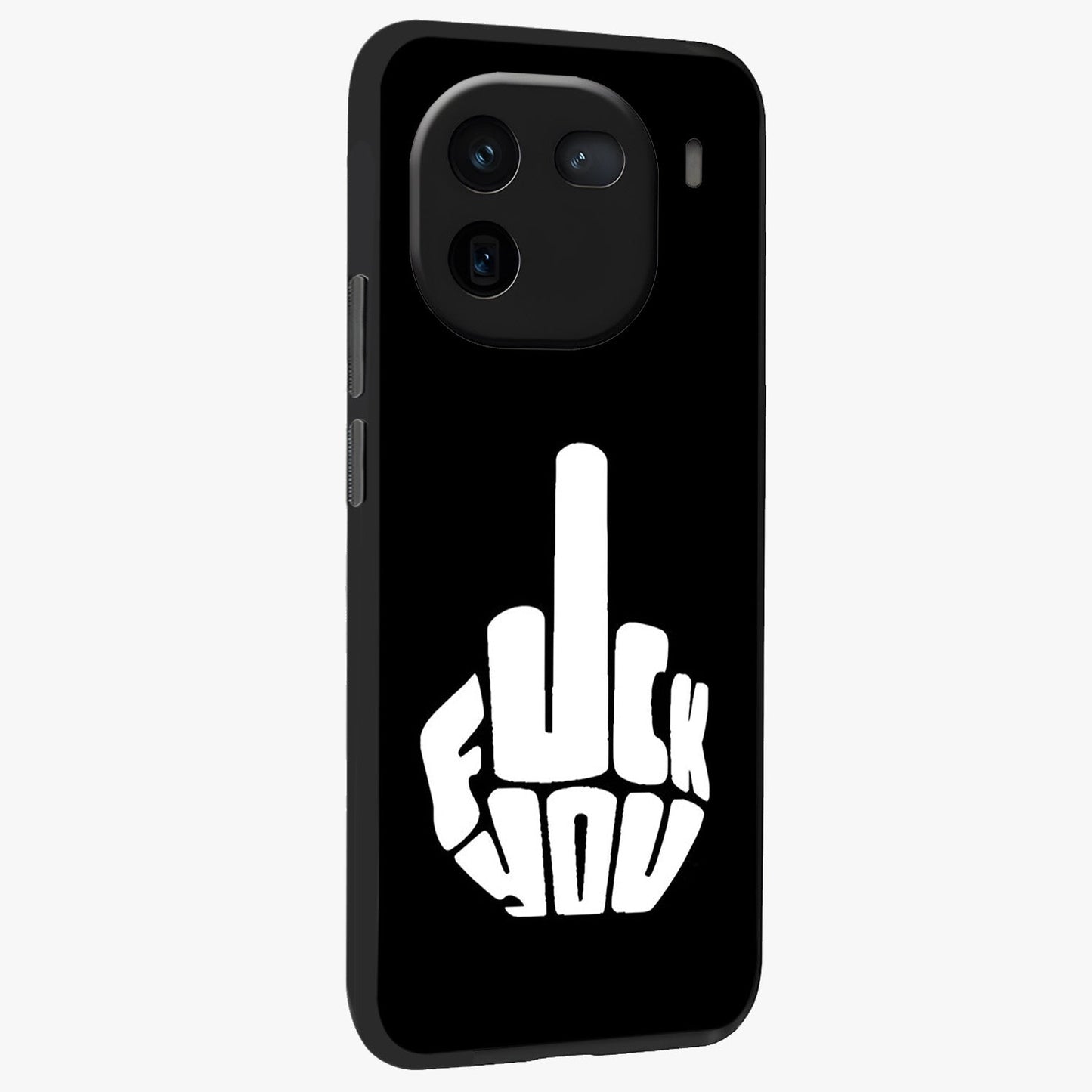 Rebel Mode On Glass Case upright view showcasing striking statement artwork with bold rebellious theme.