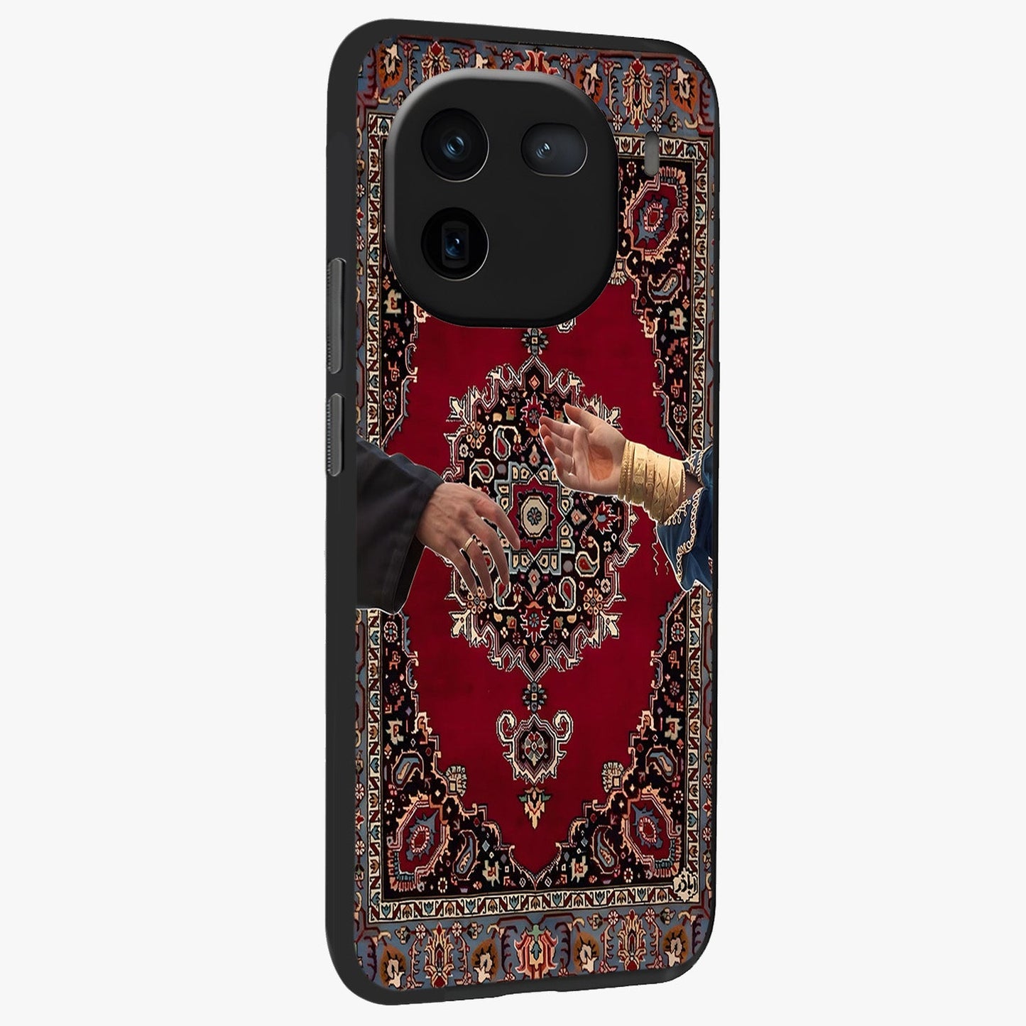Royal Touch Reach Glass Case upright view showcasing stylish royal inspired artwork with graceful theme.