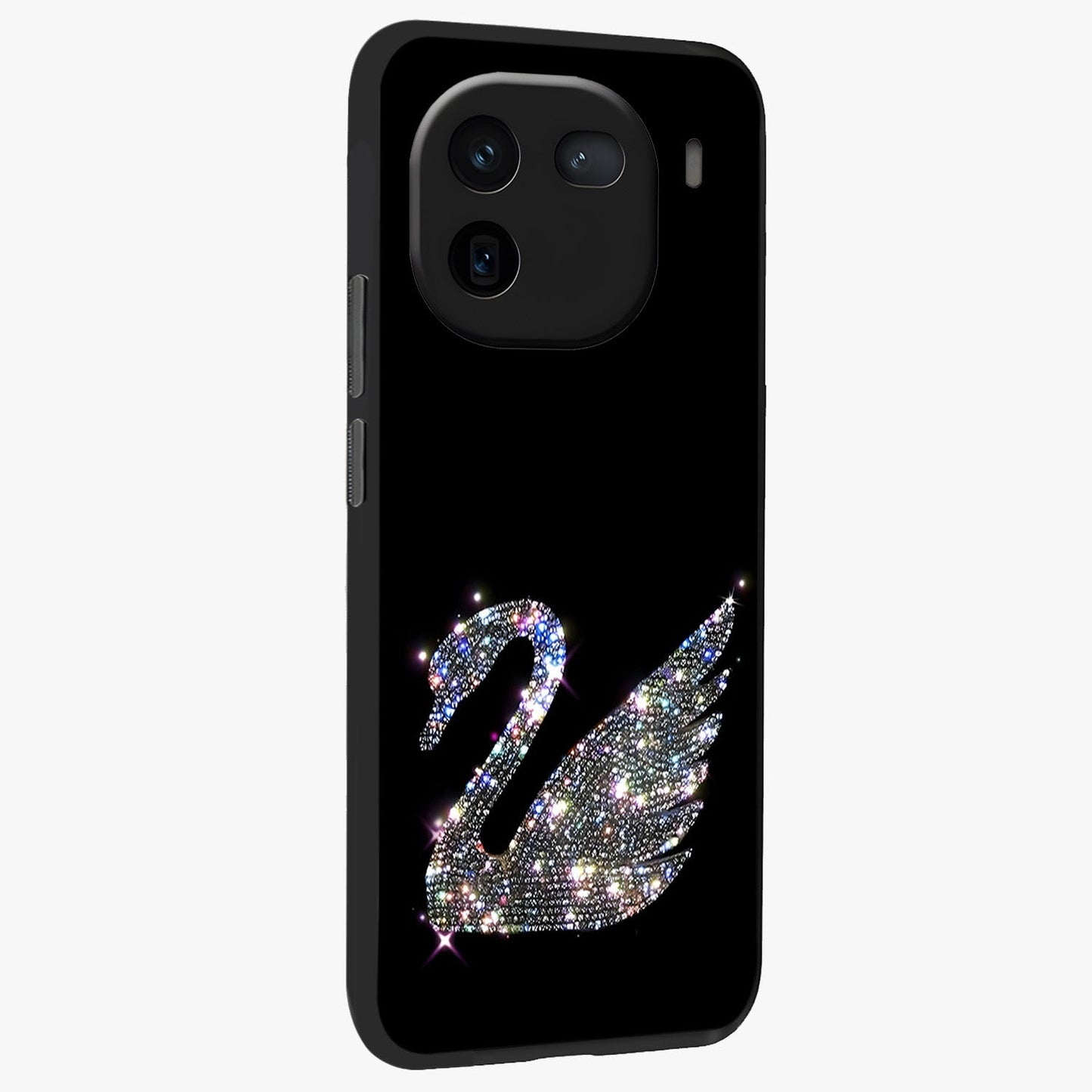 Starlit Swan Grace Glass Case upright view showcasing beautiful swan artwork with peaceful night themed design.