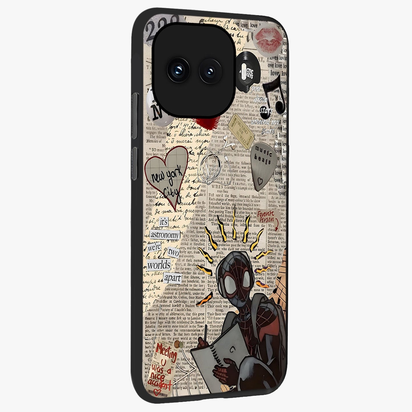 City Dream Sketch Glass Case upright view showcasing urban skyline artwork with stylish hand drawn design.