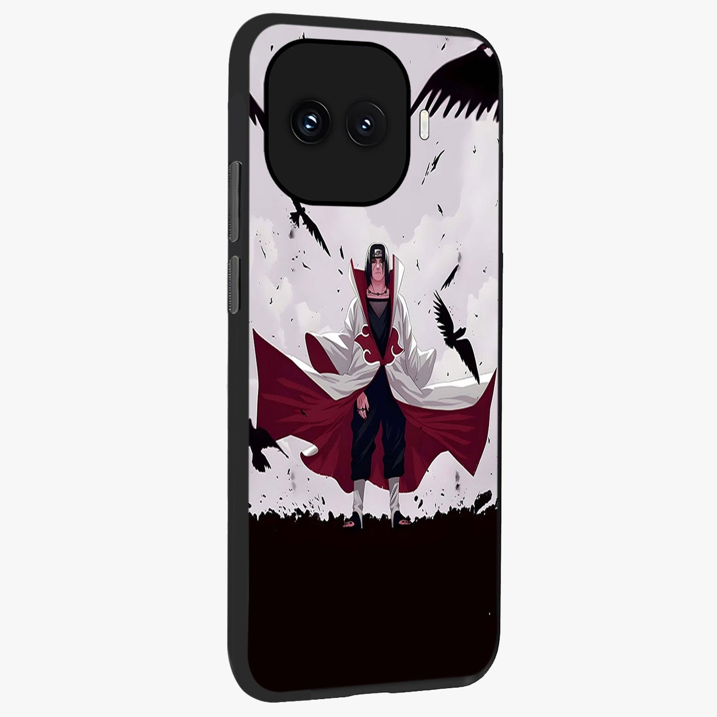 Crimson Crow Ascension Glass Case upright view showcasing dramatic crow artwork with bold gothic theme.