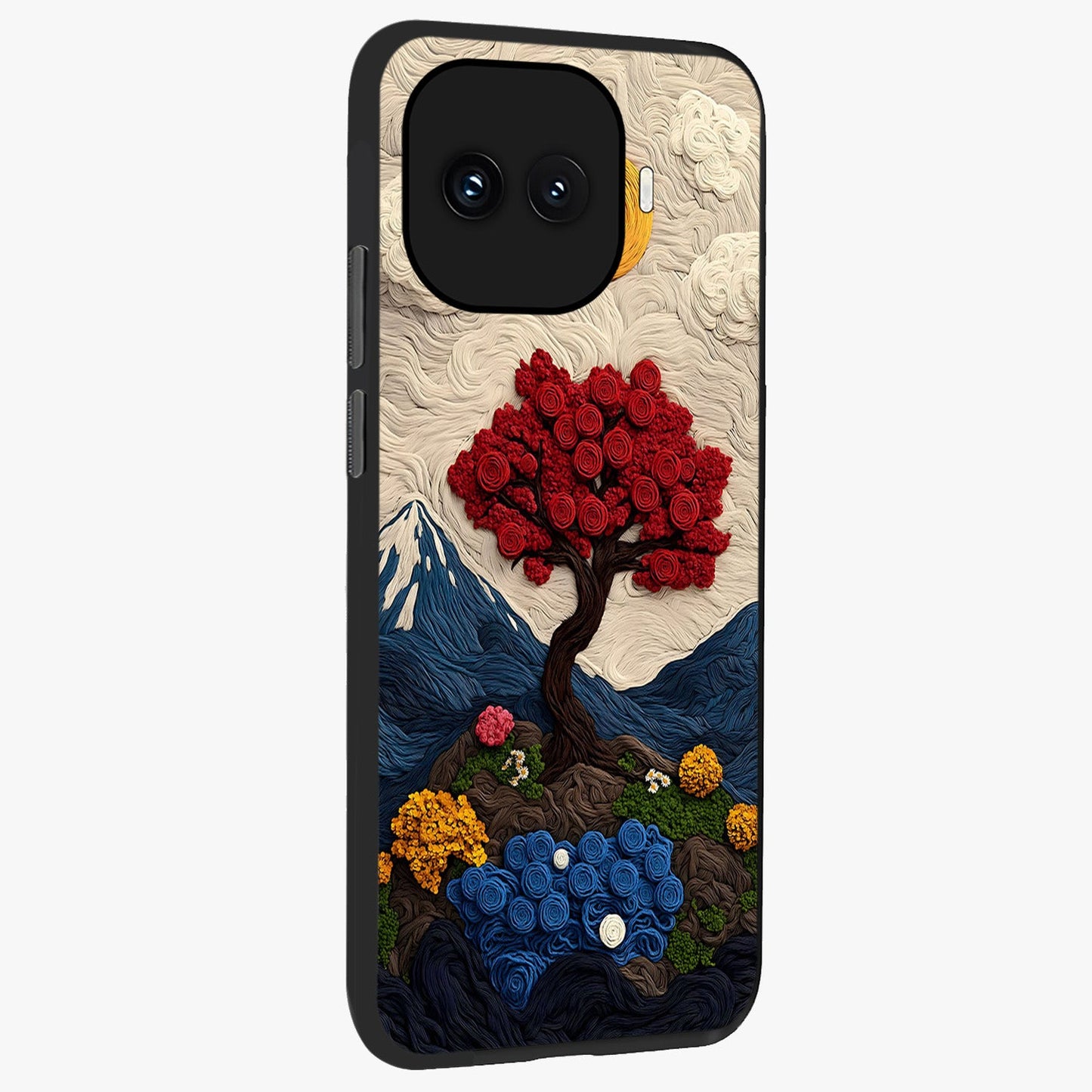 Eternal Nature Tapestry Glass Case upright view showcasing elegant nature tapestry design with decorative style.