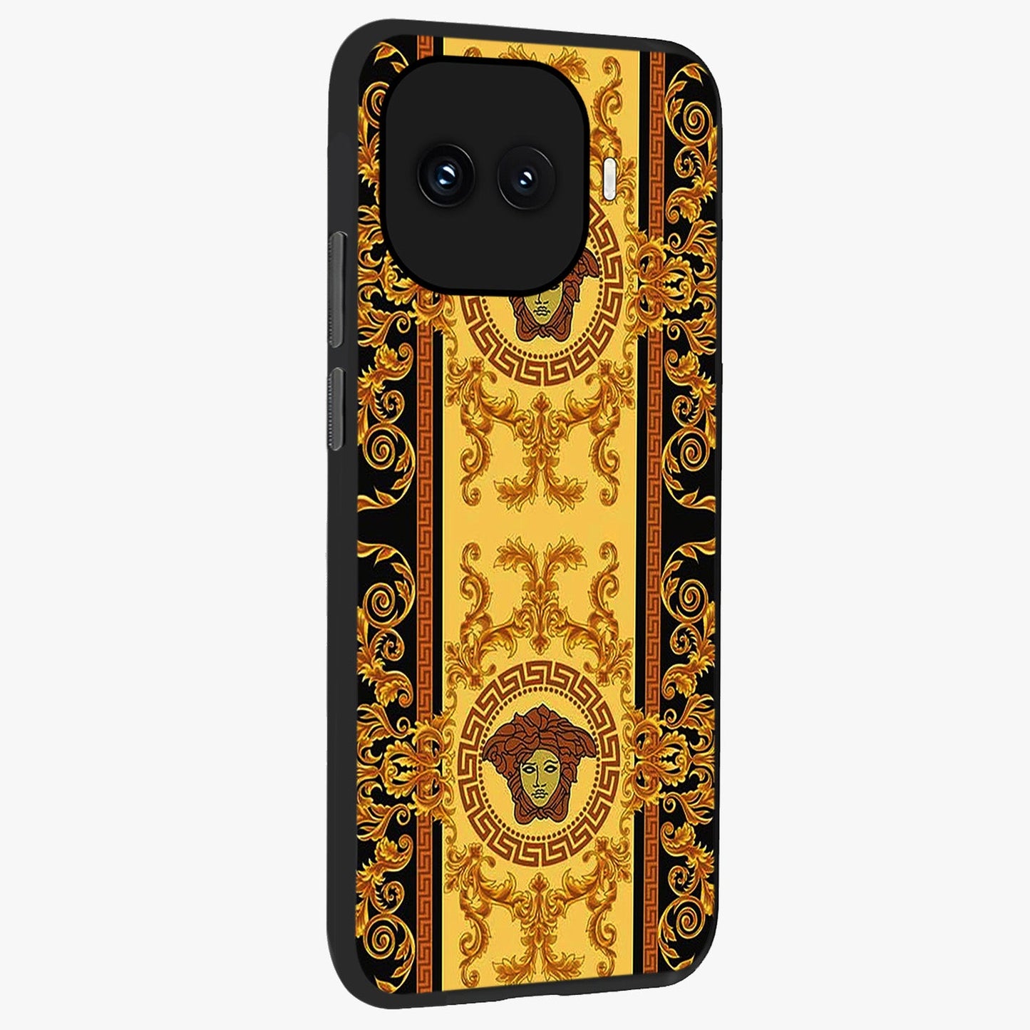 Golden Lotus Glow Glass Case upright view showcasing luminous lotus artwork with peaceful divine theme.