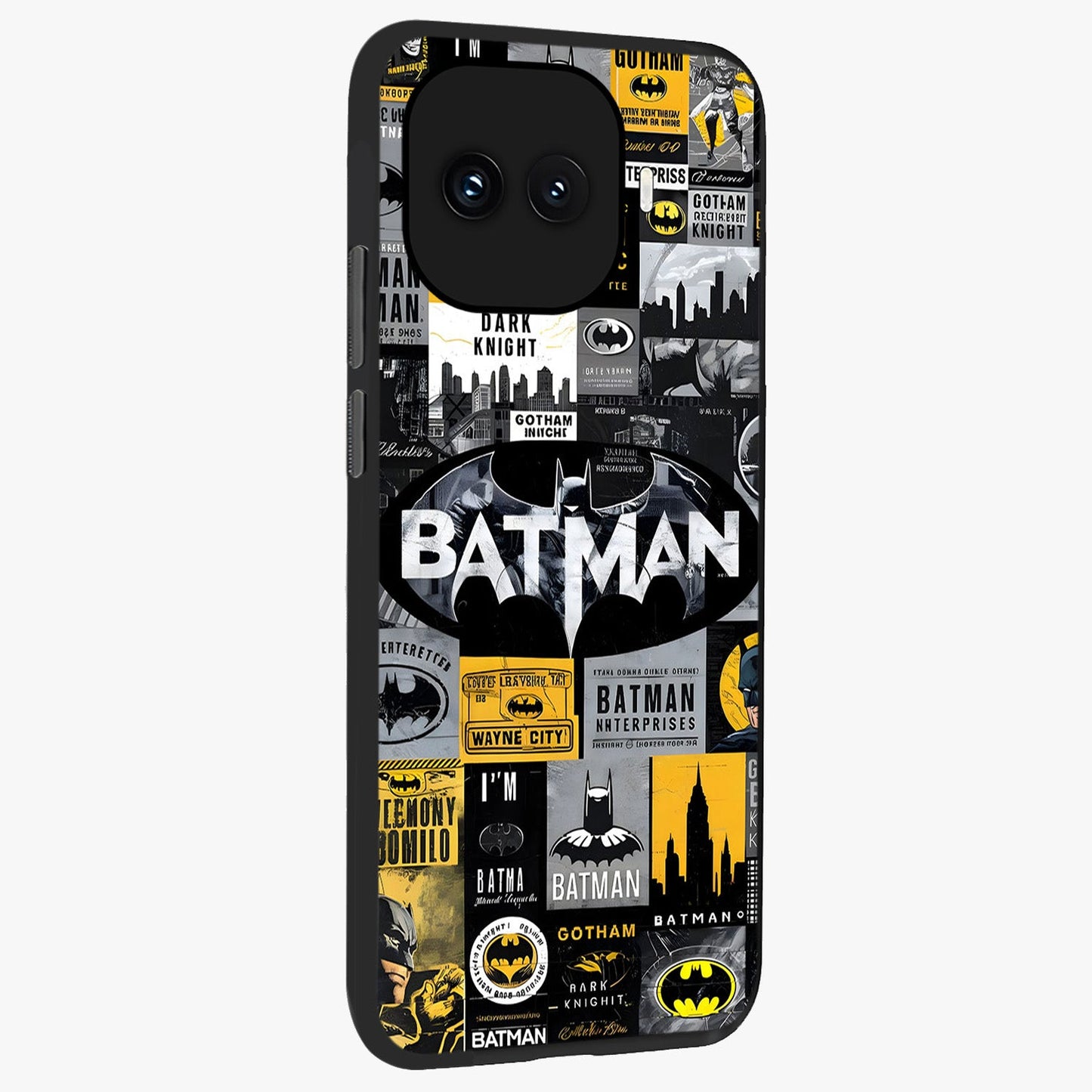 Knight Gotham Rise Glass Case upright view showcasing bold vigilante themed artwork with gothic city vibe.