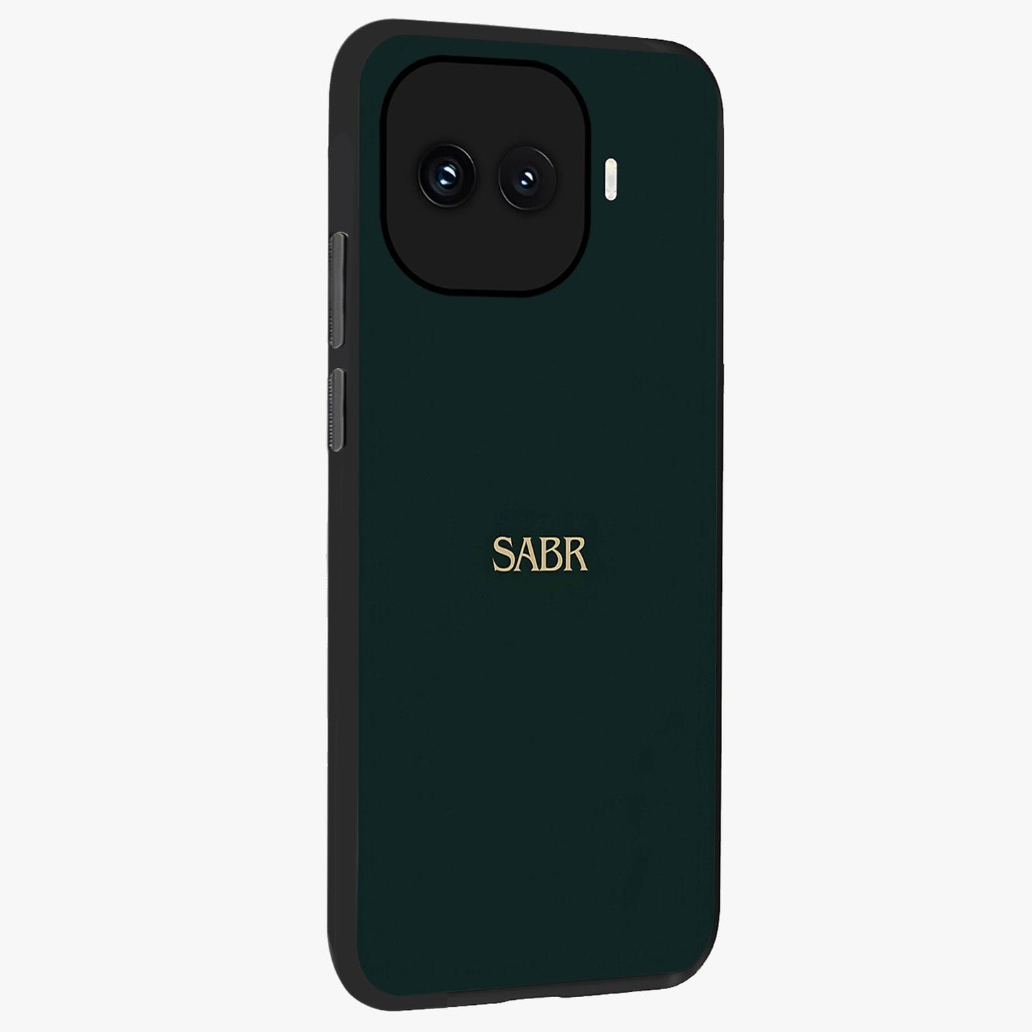 Sabr Minimal Patience Glass Case upright view showcasing calm minimalist artwork with motivational patience theme.