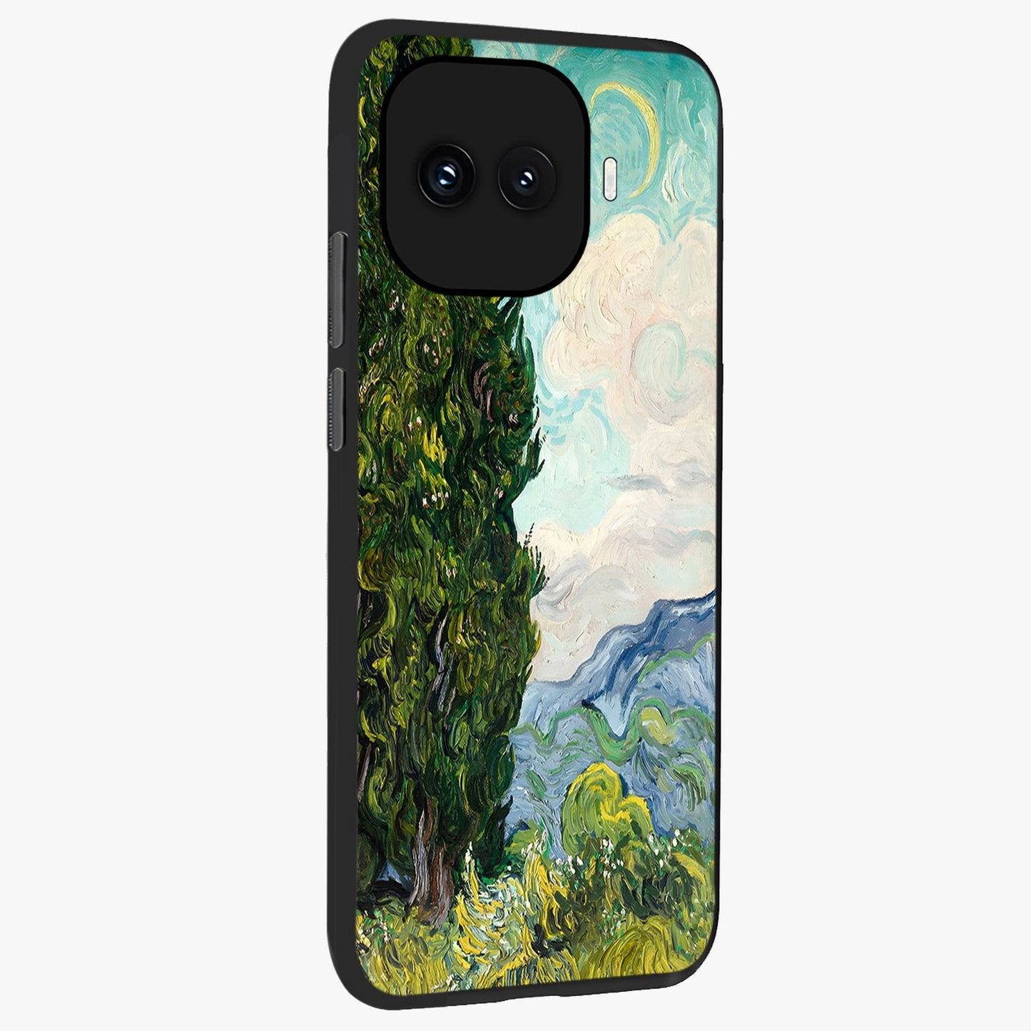 Van Gogh Vintage Art Glass Case upright view showcasing elegant vintage painting artwork with artistic heritage theme.