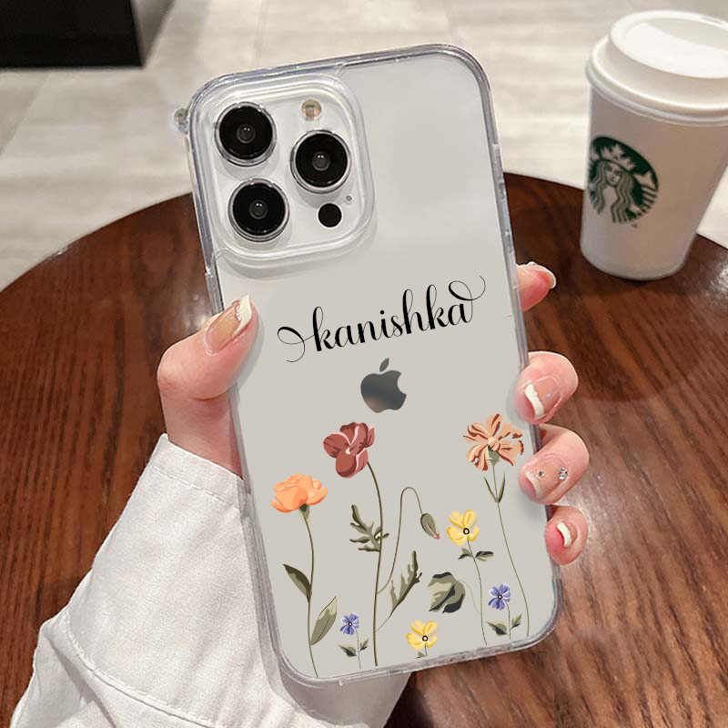 Custom Name with Flower Clear Silicon Case Cover