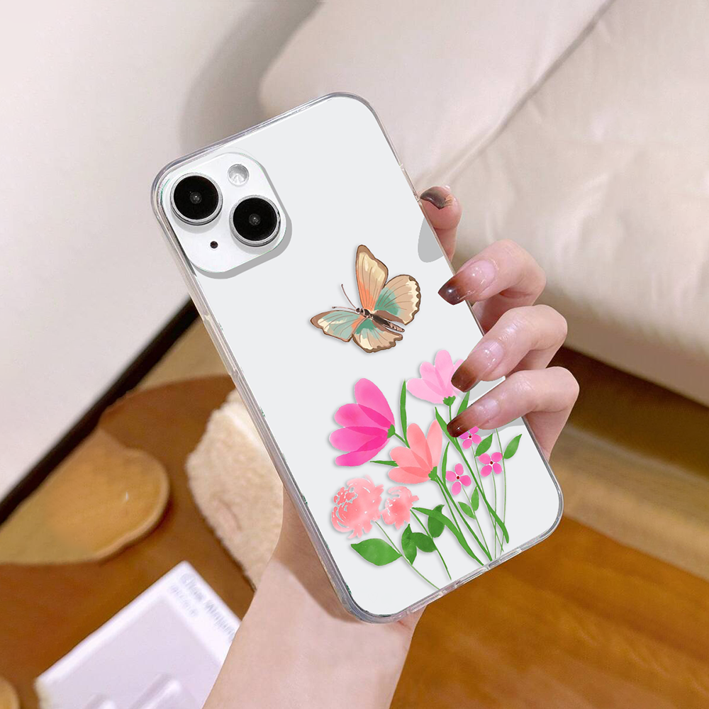 Flowers With Butterfly Clear Silicon Cover