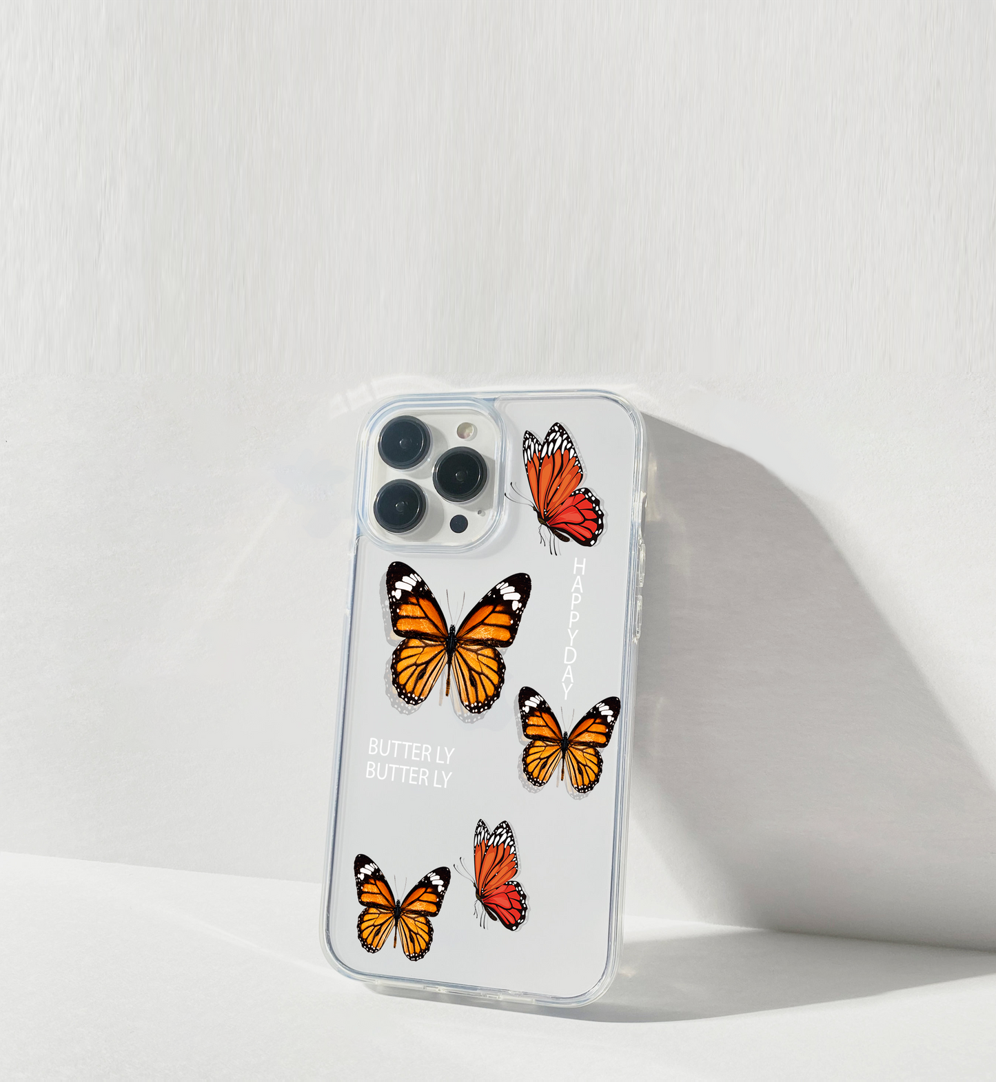 Yellow With Orange Butterfly Clear Silicon Cover
