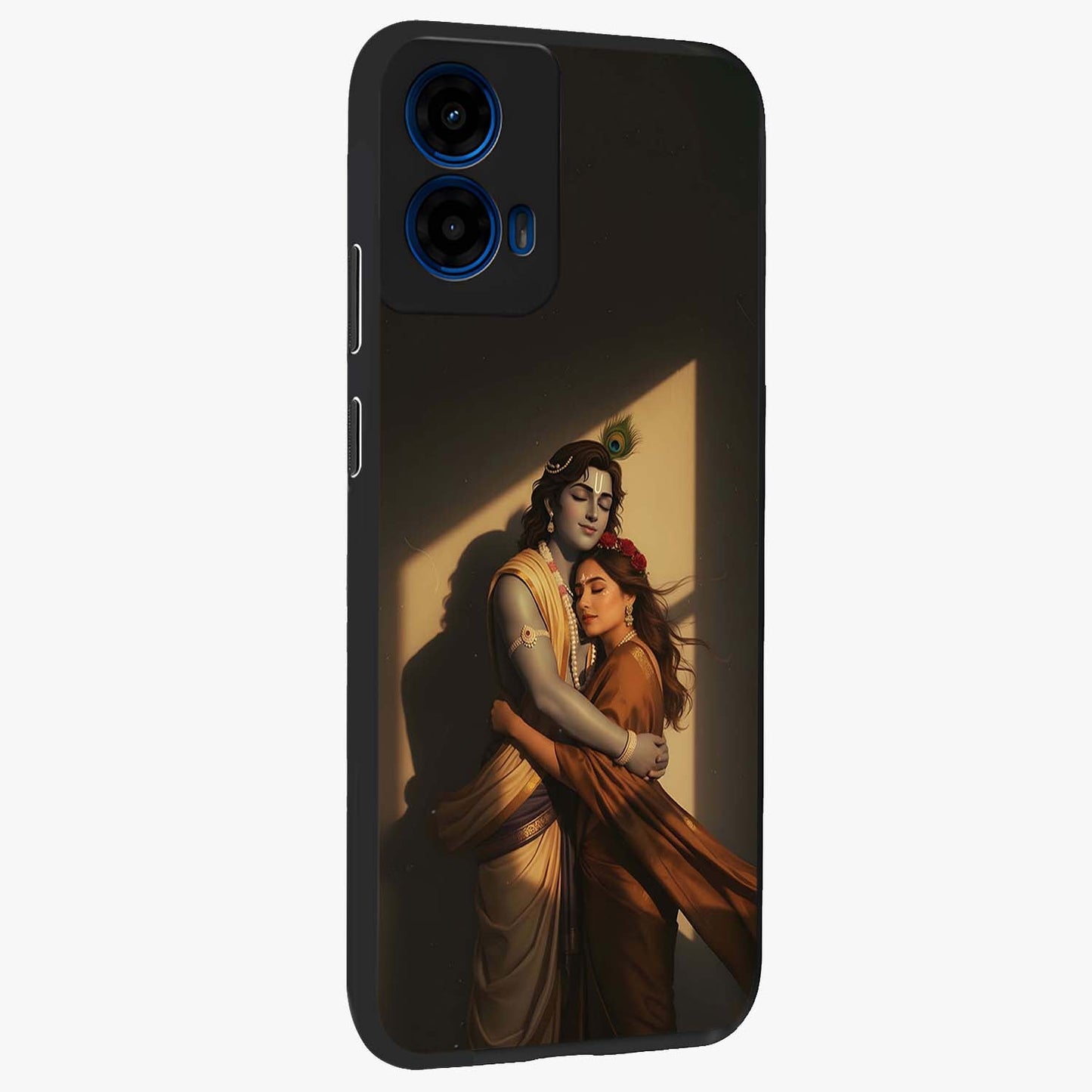Divine Eternal Love Glass Case upright view showcasing graceful spiritual artwork with eternal love theme.