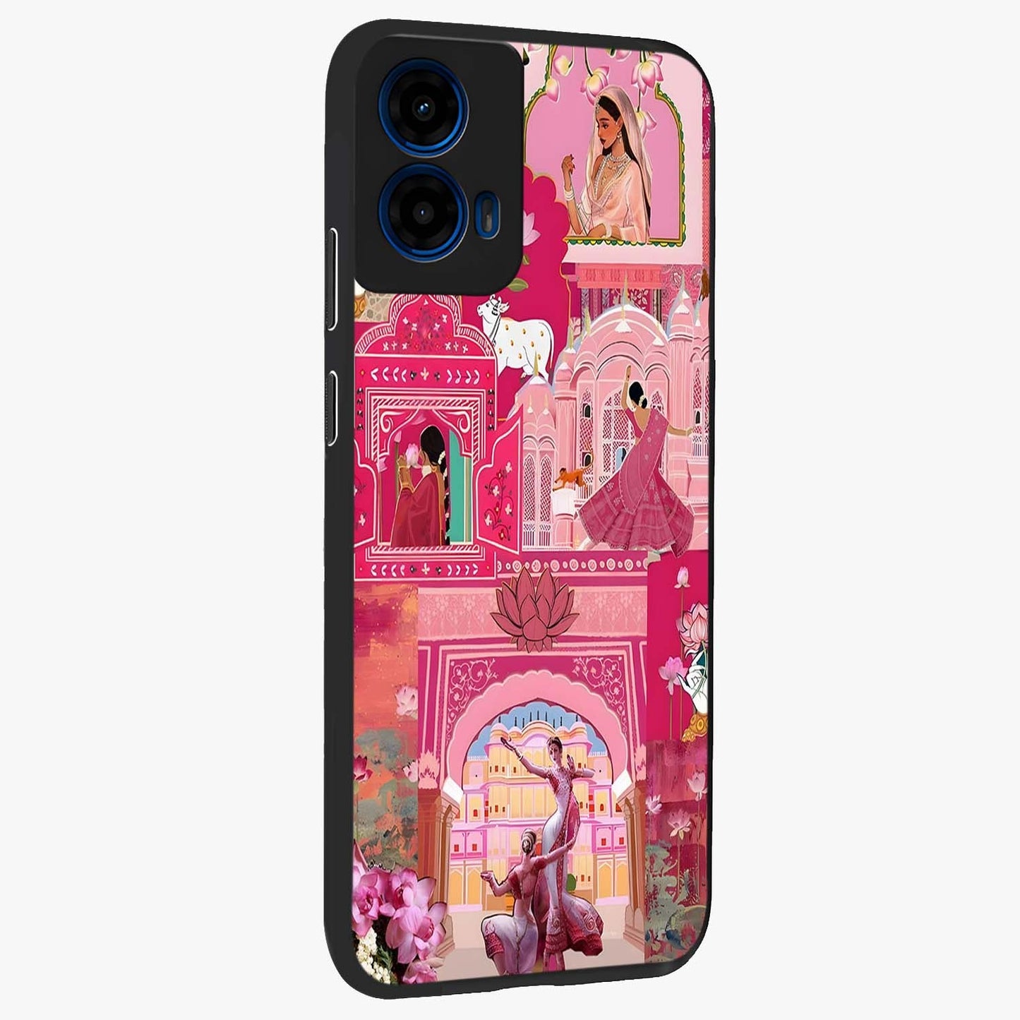 Pink Palace Muse Glass Case upright view showcasing artistic palace artwork with graceful royal theme.