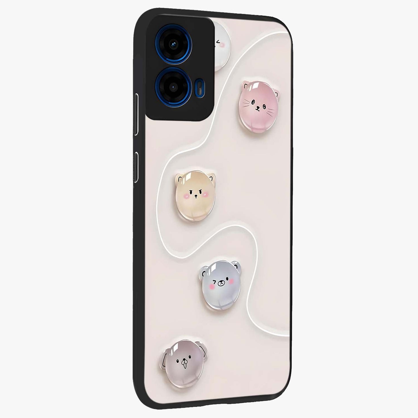 Puffy Face Parade Glass Case upright view showcasing adorable character artwork with cheerful animated theme.