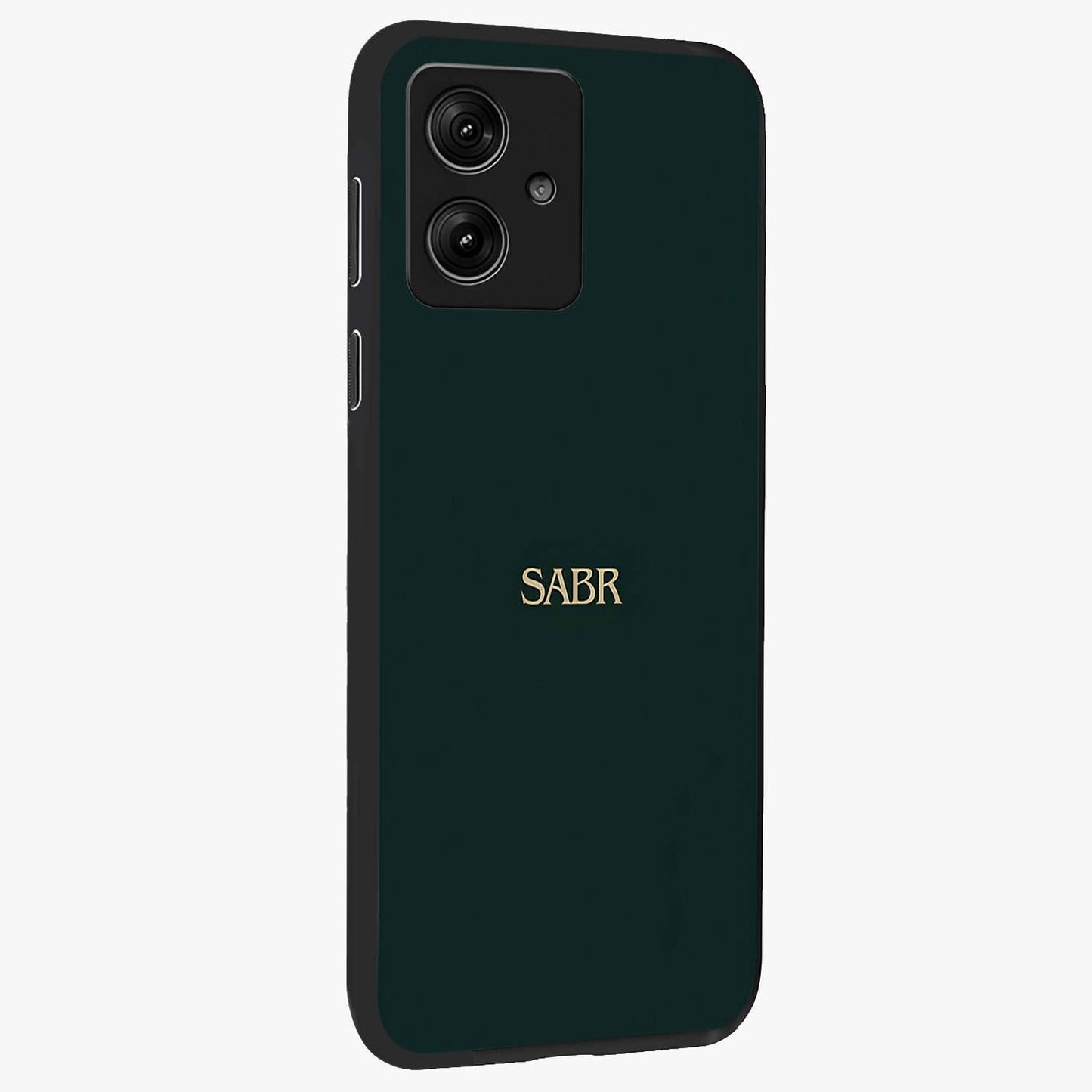 Sabr Minimal Patience Glass Case upright view showcasing calm minimalist artwork with motivational patience theme.