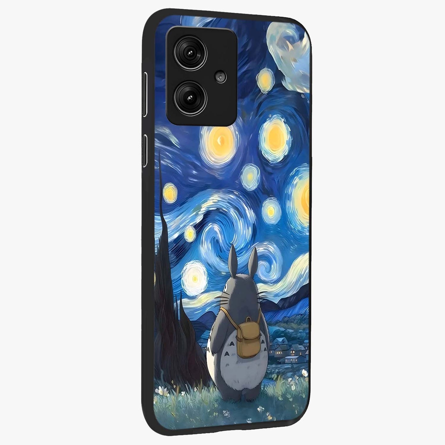 Totoro In Van Gogh Art Glass Case upright view showcasing creative character artwork with painterly artistic theme.