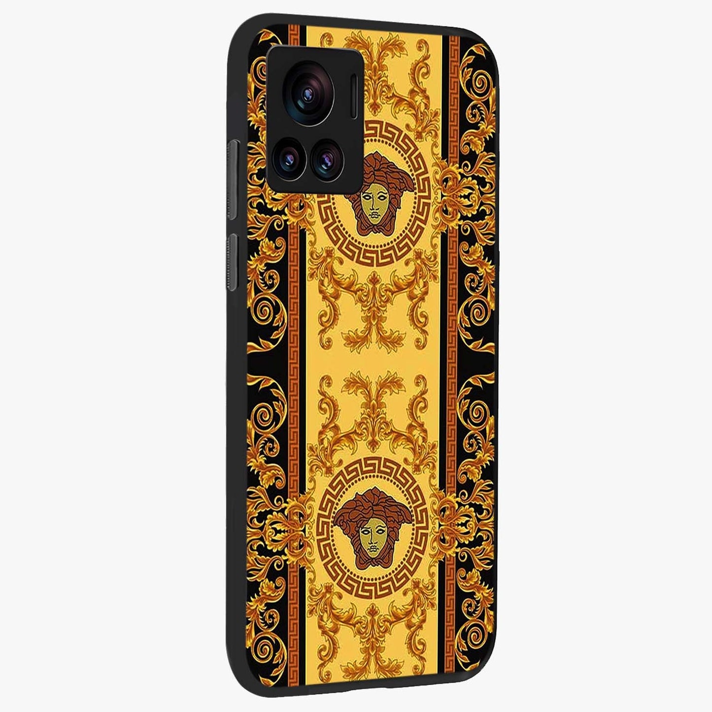 Golden Lotus Glow Glass Case upright view showcasing luminous lotus artwork with peaceful divine theme.