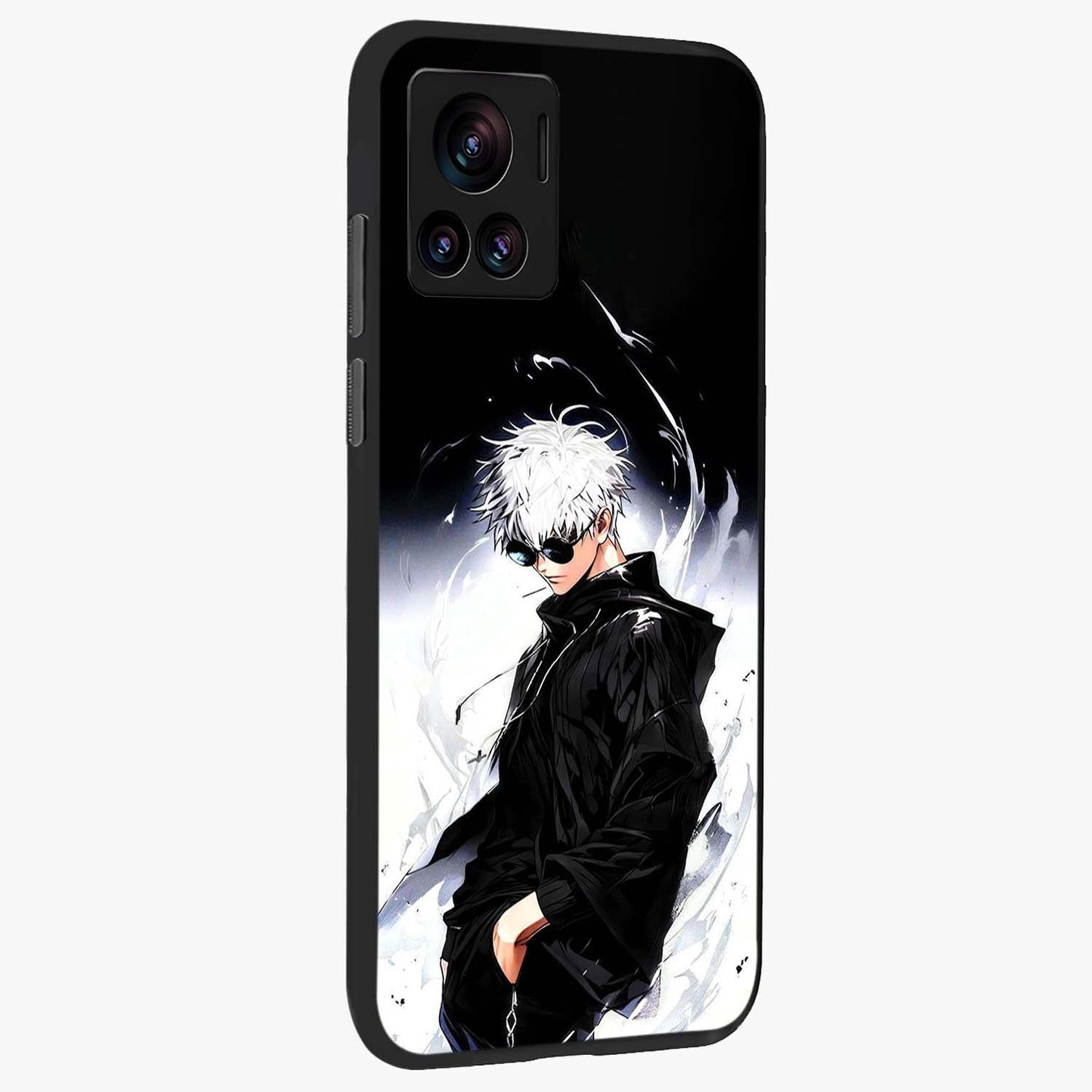 Limitless Shadow King Glass Case upright view showcasing bold shadow warrior artwork with epic fantasy theme.