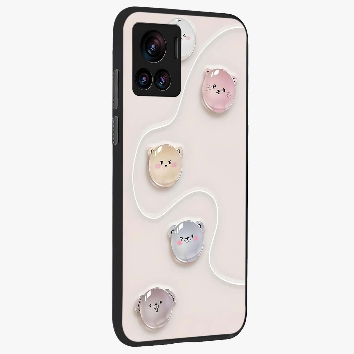 Puffy Face Parade Glass Case upright view showcasing adorable character artwork with cheerful animated theme.