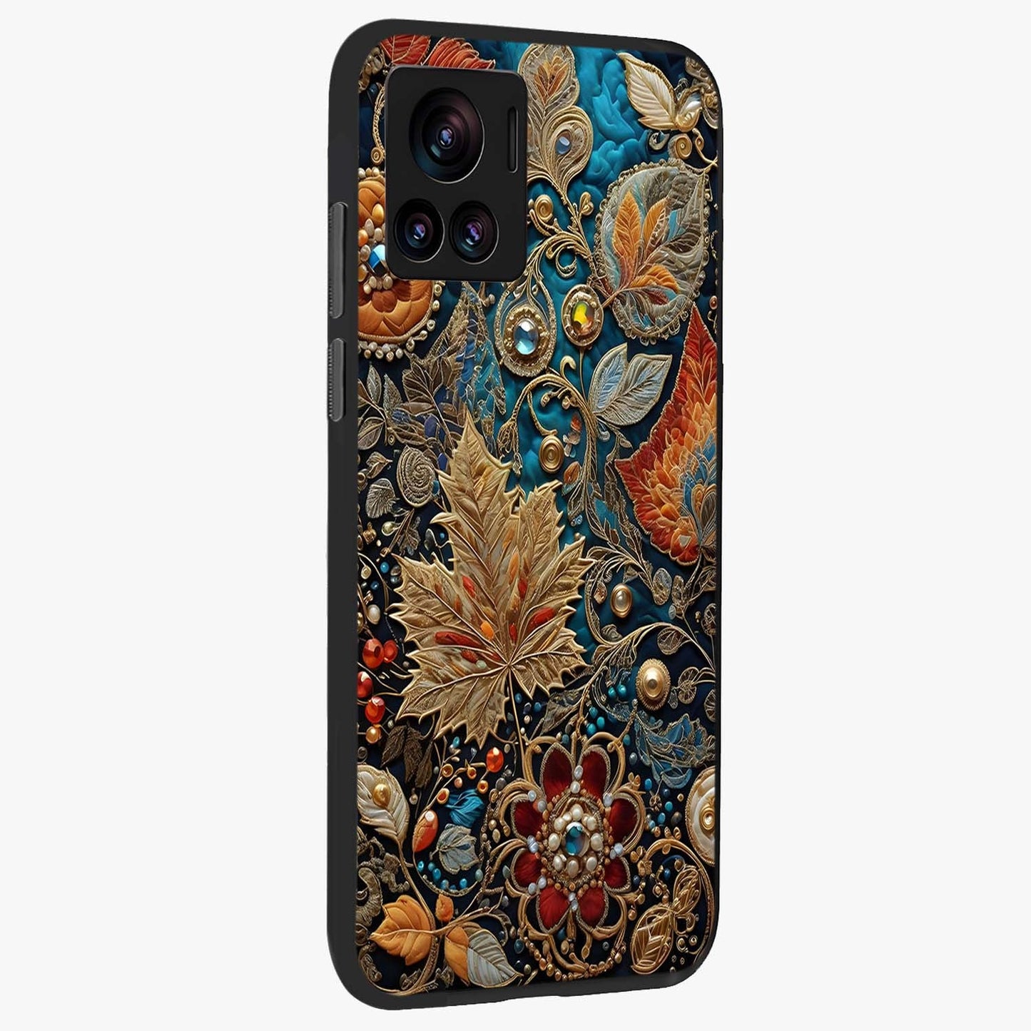 Royal Jewel Garden Glass Case upright view showcasing rich floral artwork with luxurious garden theme.