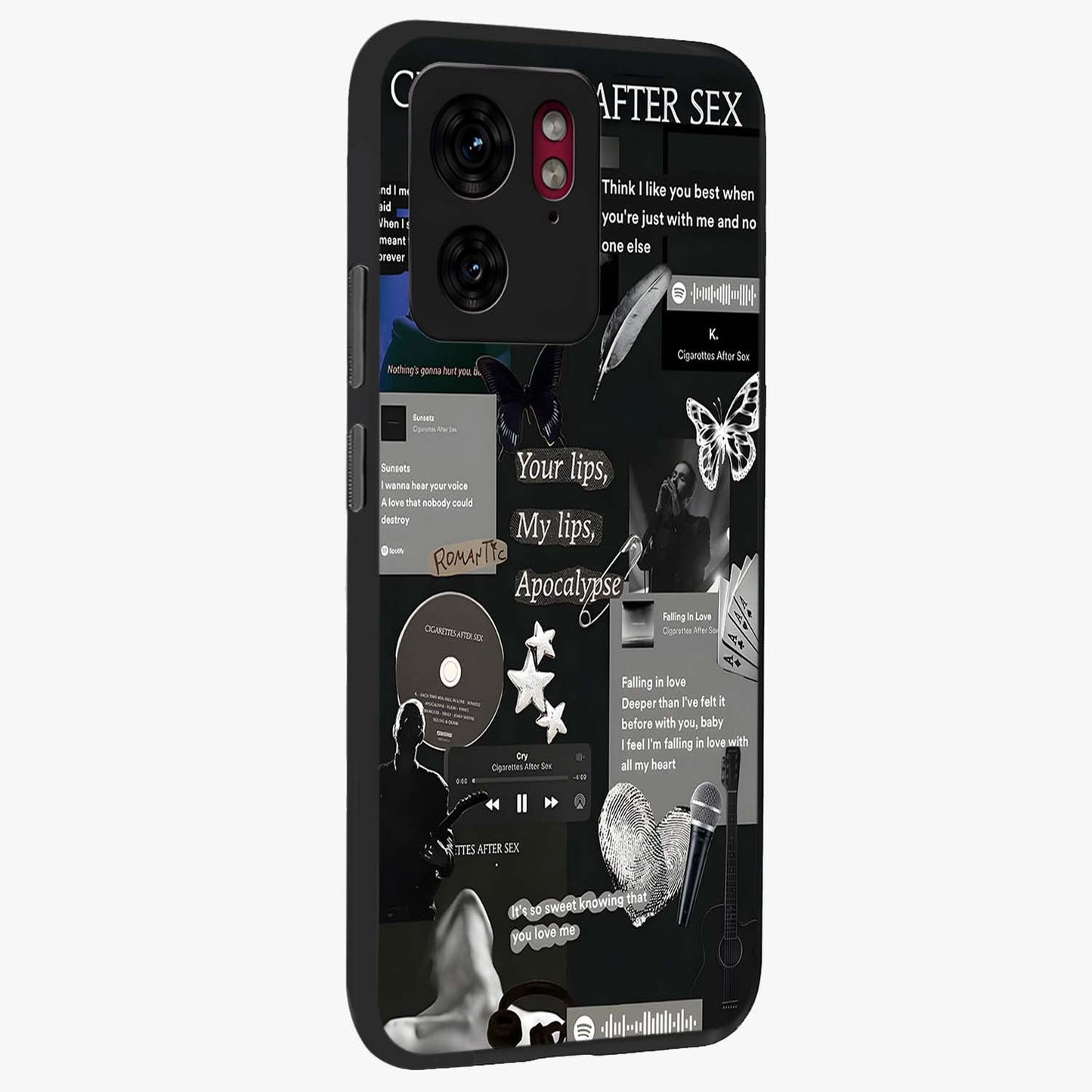 Midnight Love Echo Glass Case upright view showcasing expressive romantic artwork with dreamy midnight theme.