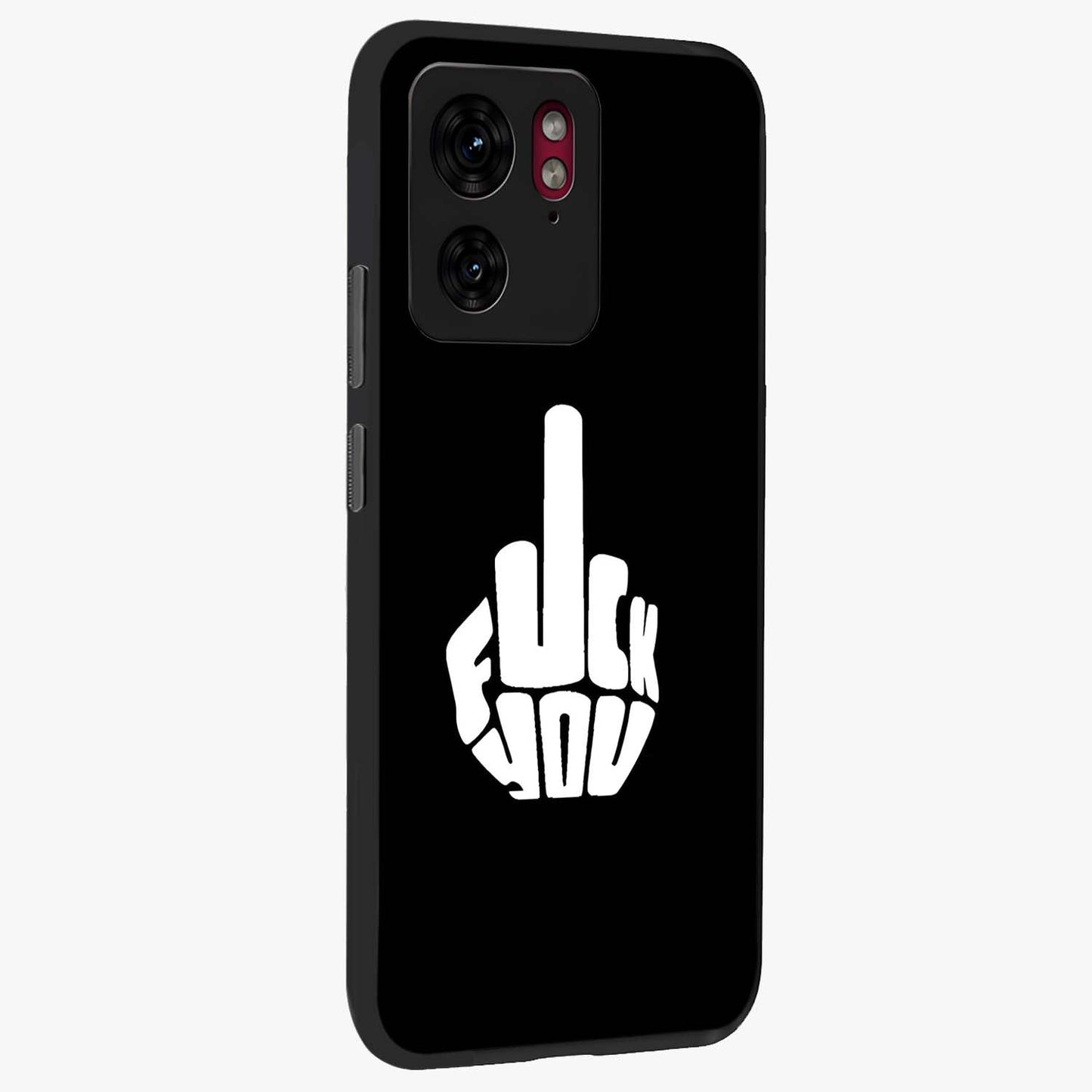 Rebel Mode On Glass Case upright view showcasing striking statement artwork with bold rebellious theme.