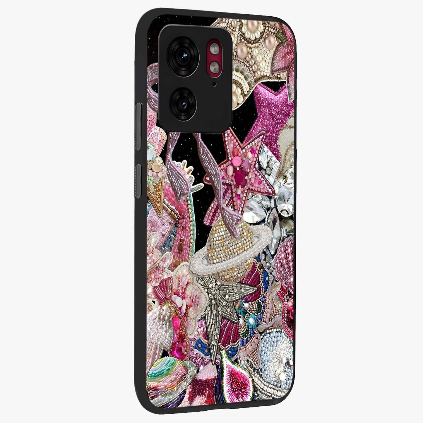 Starlit Jewel Dream Glass Case upright view showcasing radiant star inspired artwork with magical night theme.