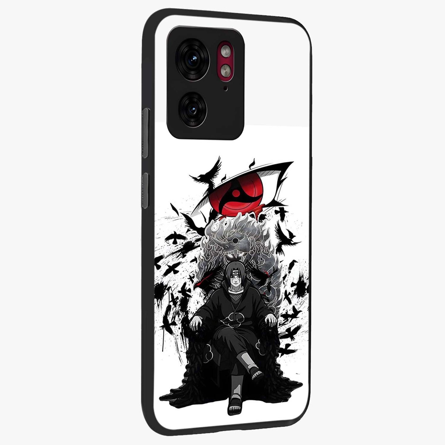 Uchiha Shadow Throne Glass Case upright view showcasing magical underwater galaxy artwork with vibrant cosmic theme.