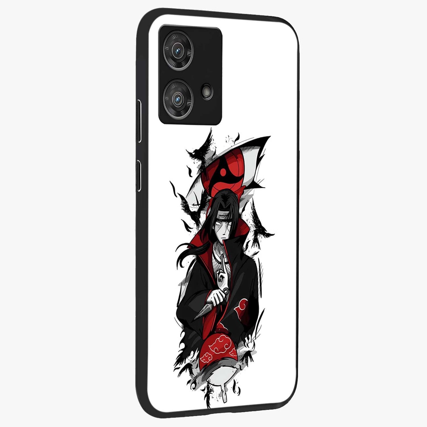 Itachi Limited Edition Naruto Anime Glass Case upright view showcasing intense anime artwork with powerful character theme.