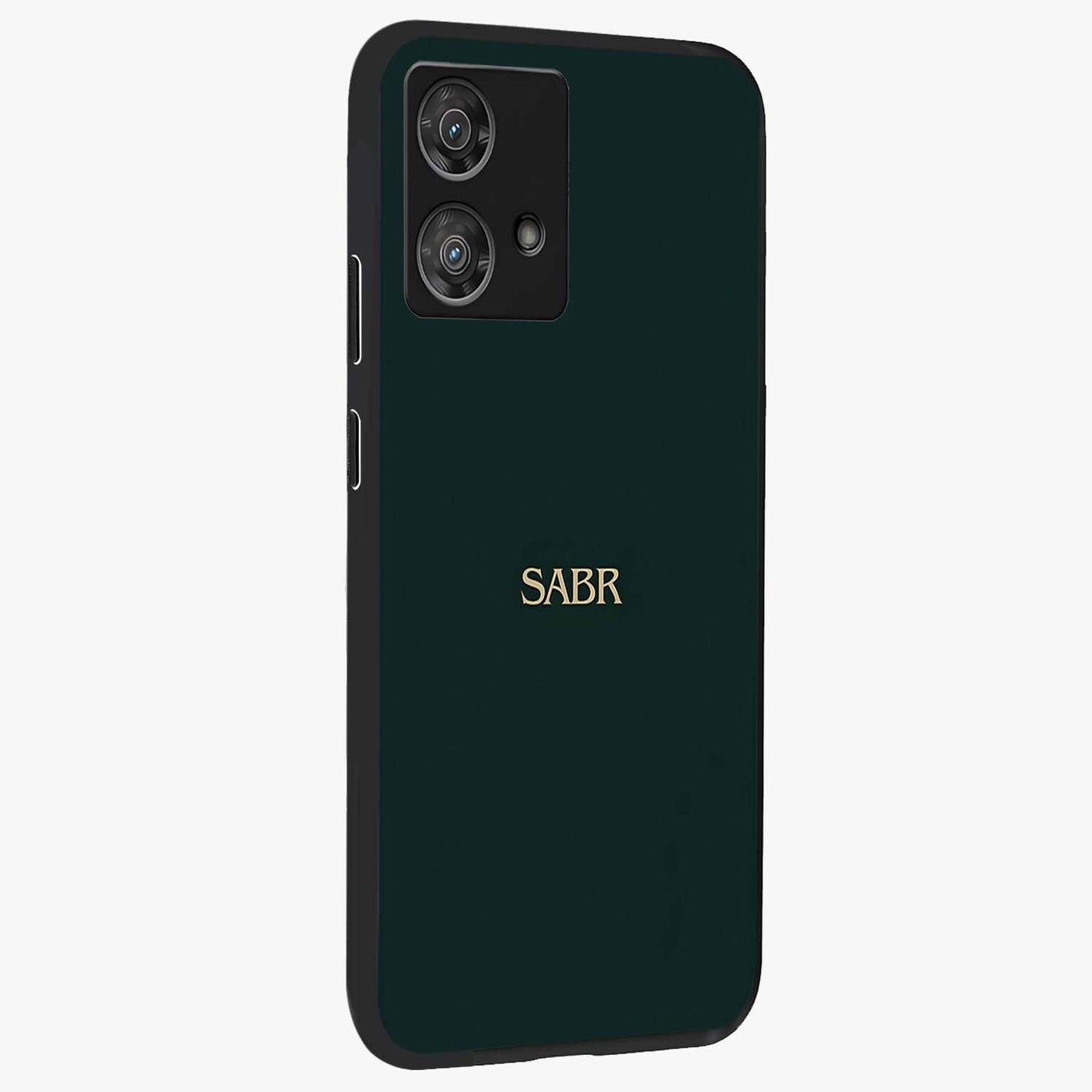 Sabr Minimal Patience Glass Case upright view showcasing calm minimalist artwork with motivational patience theme.