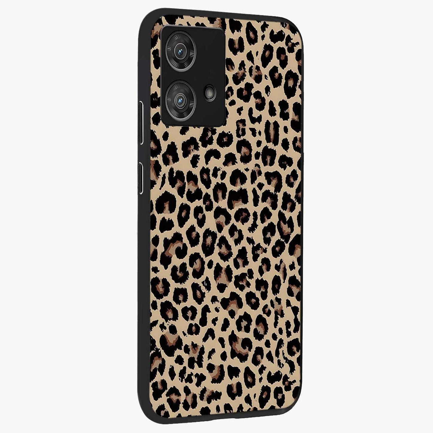 Savage Chic Pattern Glass Case upright view showcasing trendy decorative artwork with edgy fashion theme.