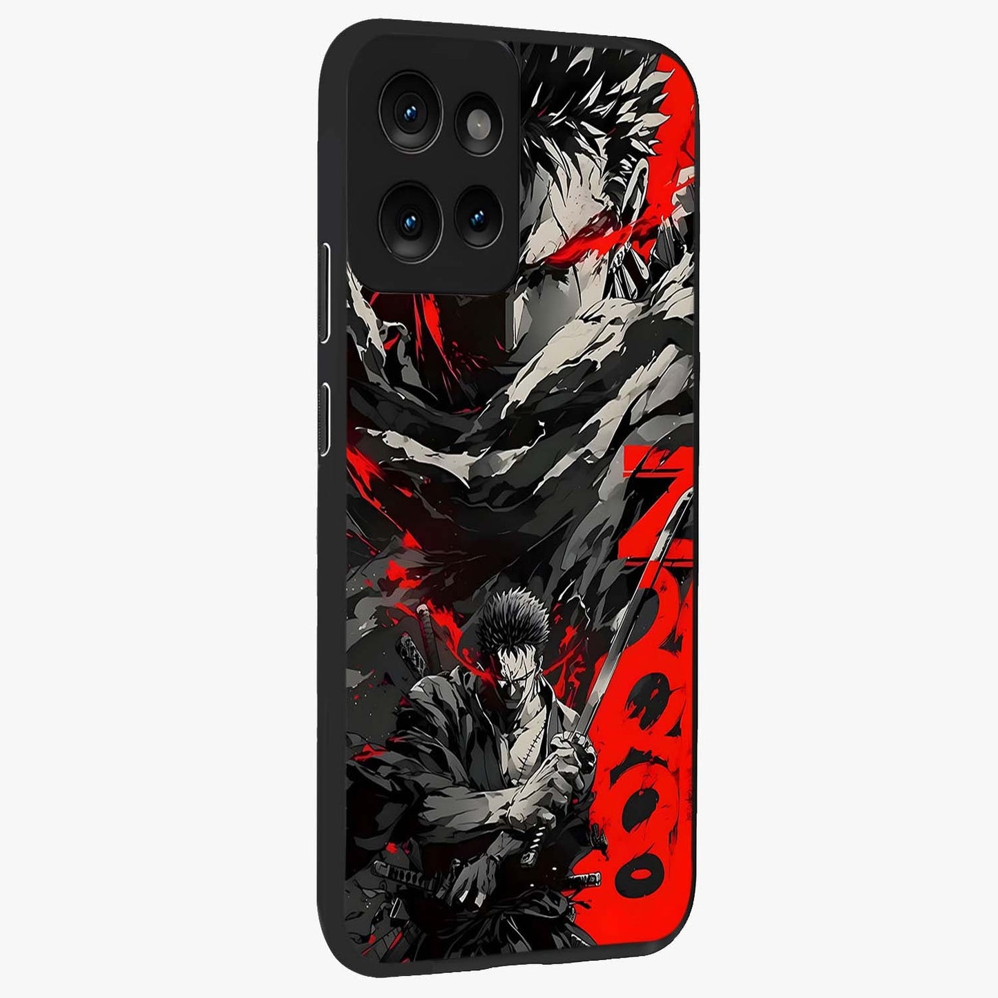 Demon Sword Resolve Glass Case upright view showcasing dramatic warrior artwork with intense battle theme.