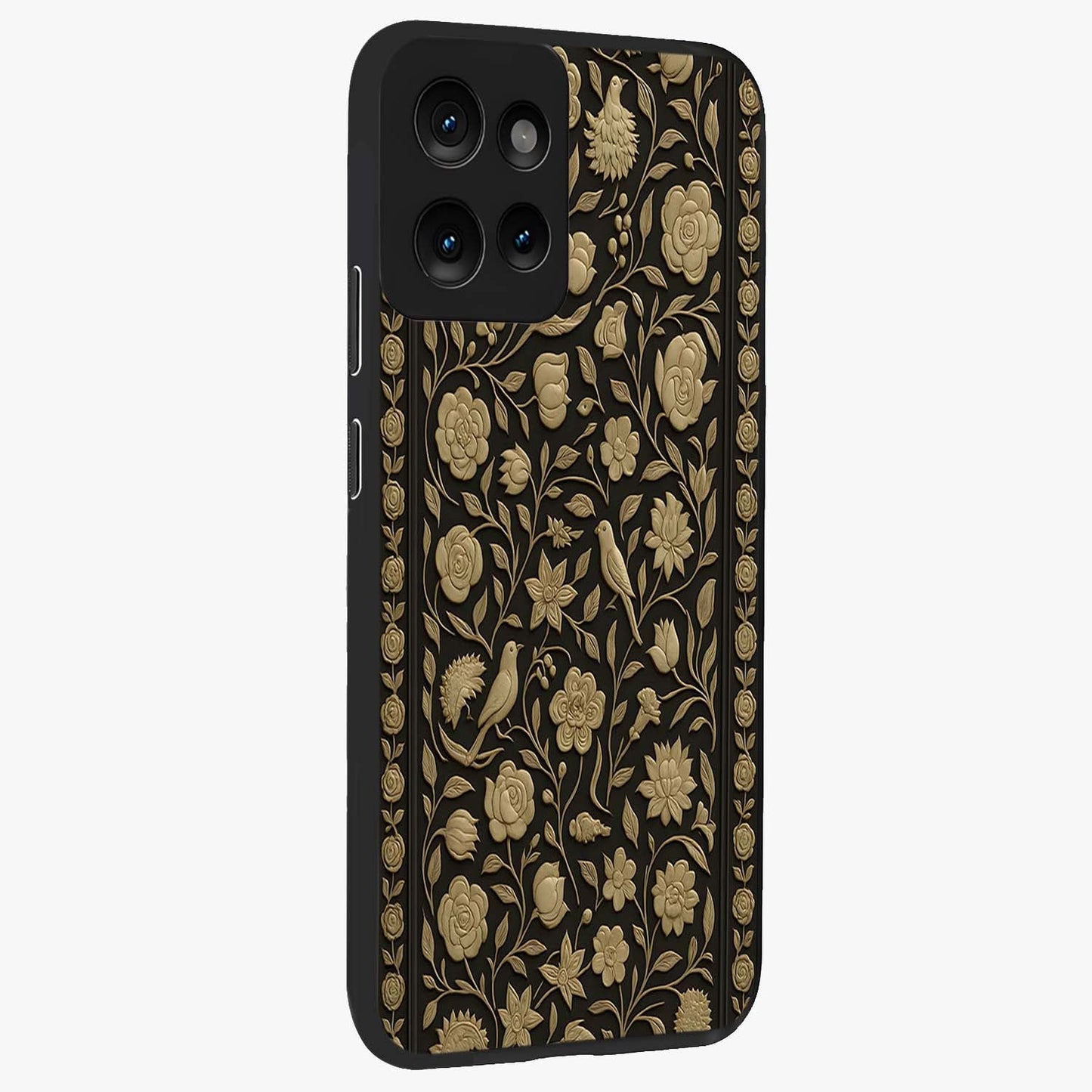 Golden Evil Eye Mandala Glass Case upright view showcasing decorative evil eye mandala artwork with spiritual aesthetic style.