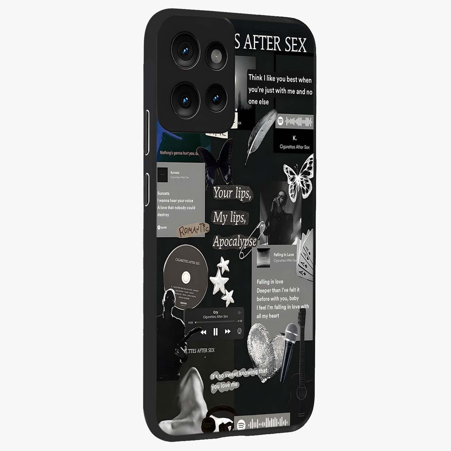 Midnight Love Echo Glass Case upright view showcasing expressive romantic artwork with dreamy midnight theme.