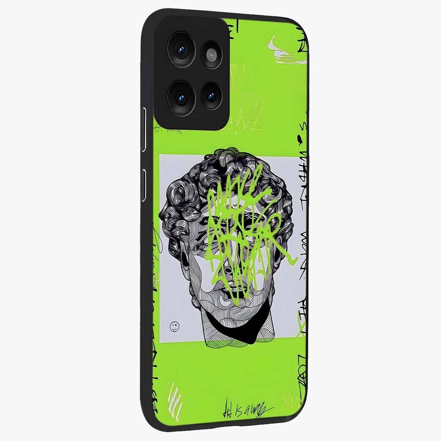 Neo Graffiti Rebellion Glass Case upright view showcasing colorful graffiti artwork with bold modern street style.
