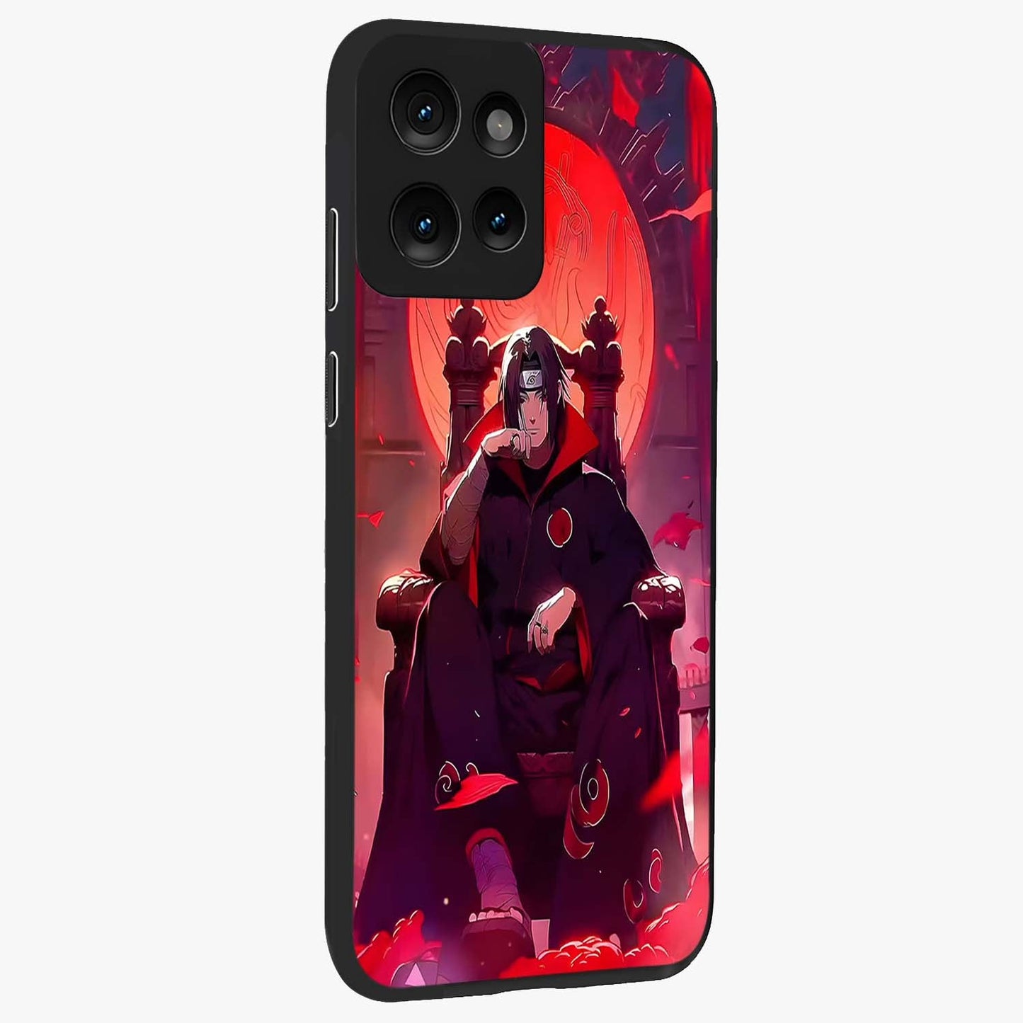 Blood Moon Sovereign Glass Case upright view showcasing powerful moon inspired artwork with cosmic aesthetic style.