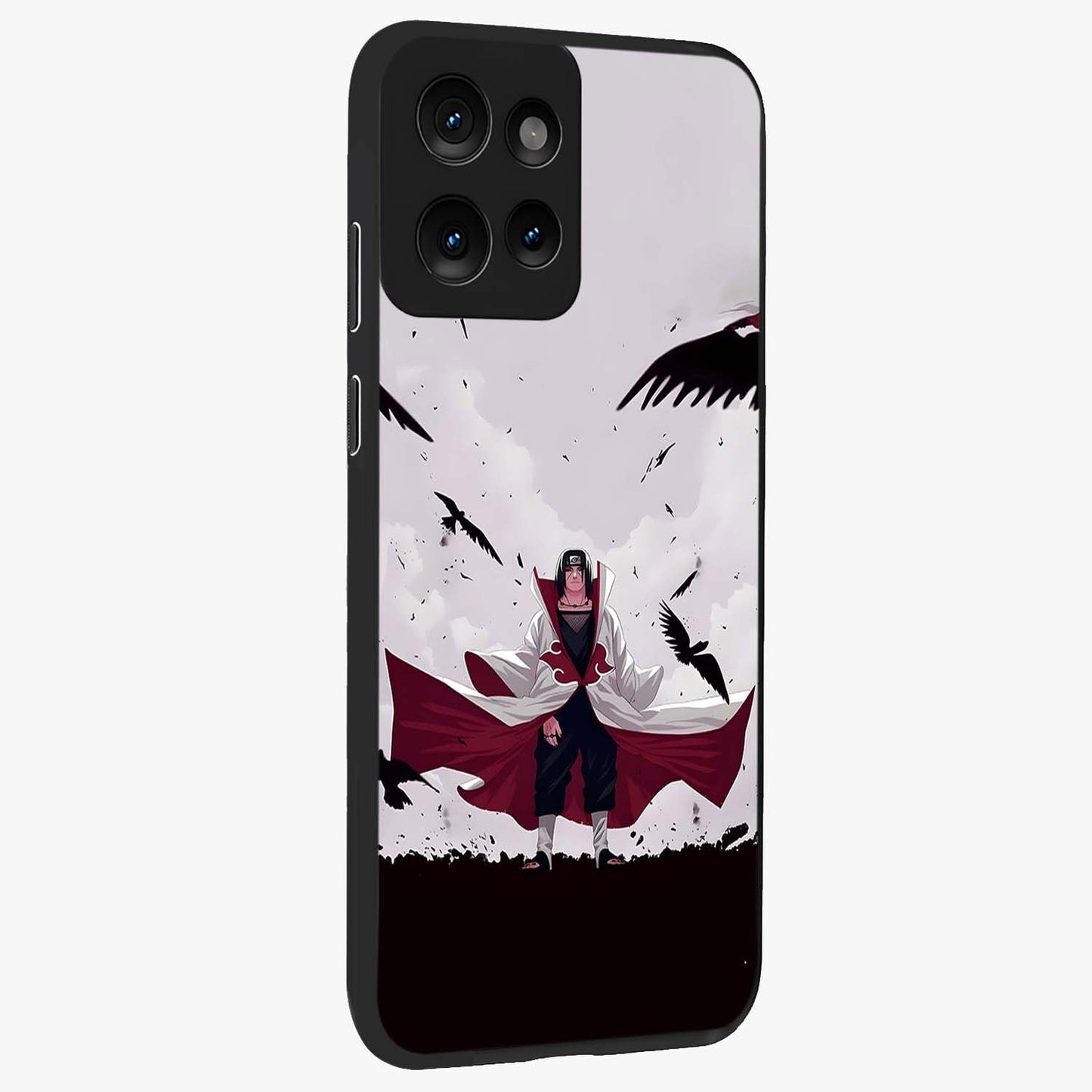 Crimson Crow Ascension Glass Case upright view showcasing dramatic crow artwork with bold gothic theme.