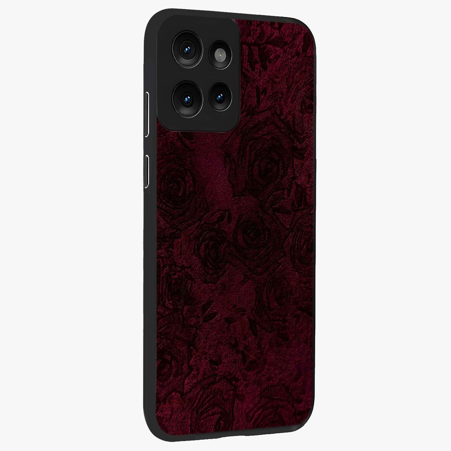 Crimson Fade Flow Glass Case upright view showcasing dynamic crimson flow artwork with stylish abstract theme.