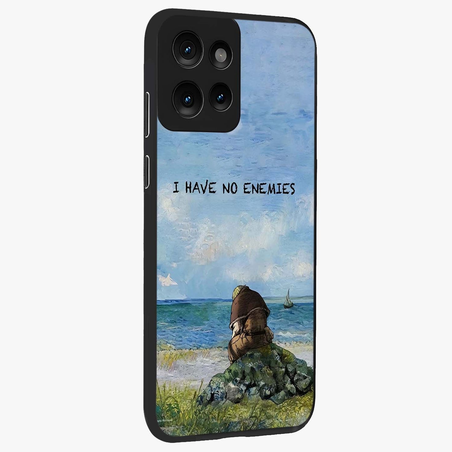 Peace Beyond War Glass Case upright view showcasing powerful peace symbol artwork with inspirational theme.