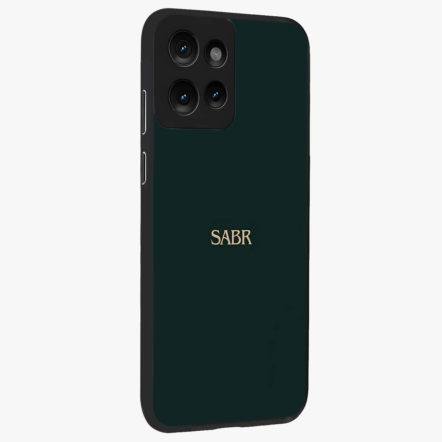 Sabr Minimal Patience Glass Case upright view showcasing calm minimalist artwork with motivational patience theme.