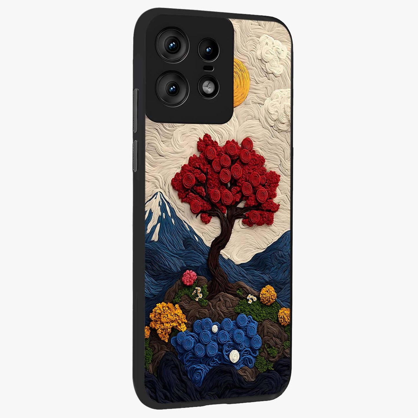 Eternal Nature Tapestry Glass Case upright view showcasing elegant nature tapestry design with decorative style.