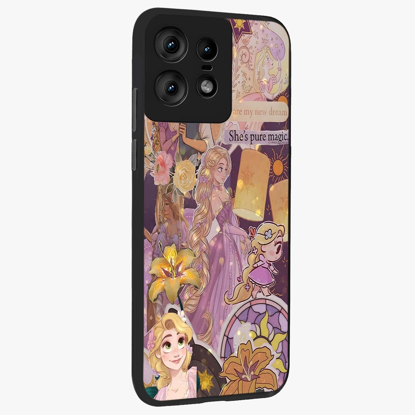 Magical Tangled Dream Glass Case upright view showcasing enchanting artistic artwork with dreamy fantasy theme.