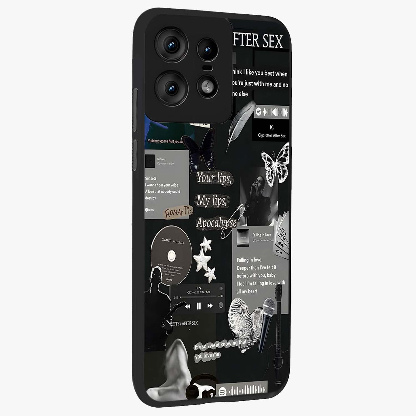 Midnight Love Echo Glass Case upright view showcasing expressive romantic artwork with dreamy midnight theme.
