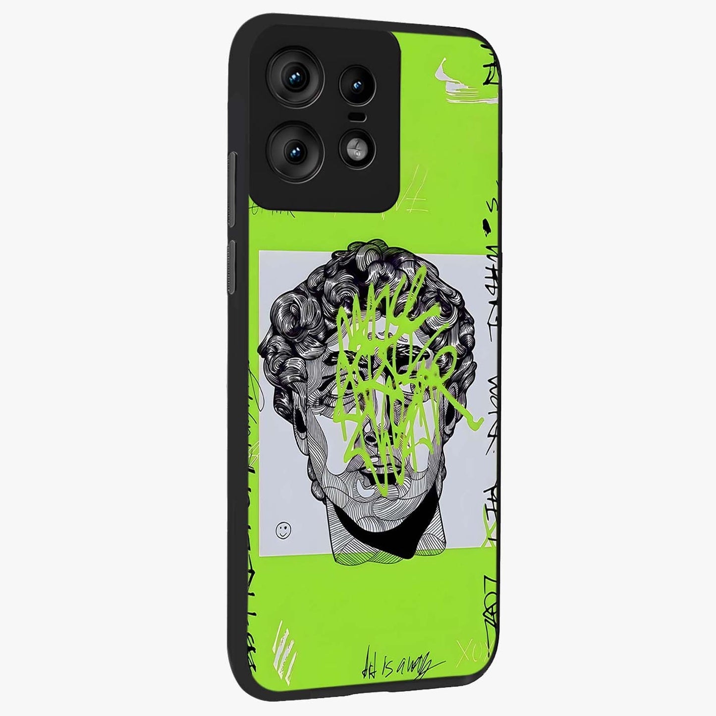 Neo Graffiti Rebellion Glass Case upright view showcasing colorful graffiti artwork with bold modern street style.