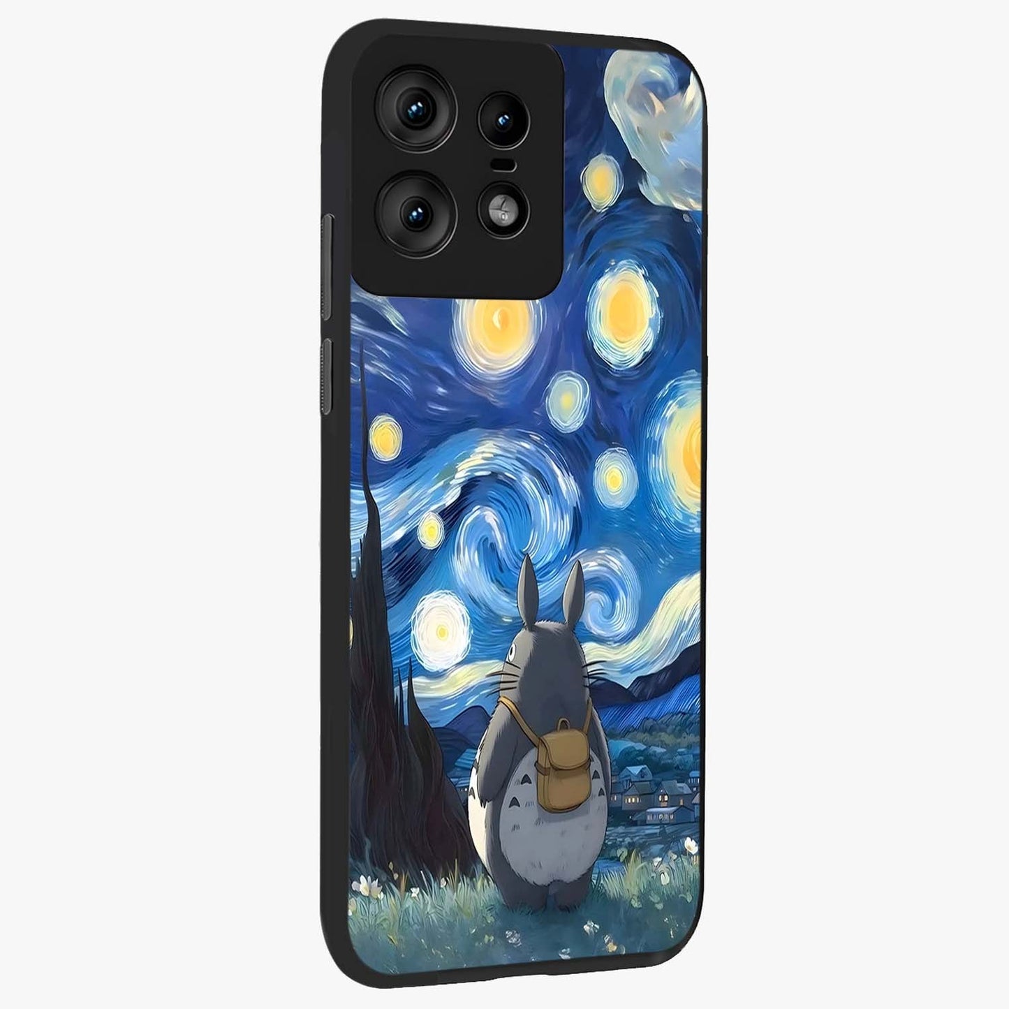 Totoro In Van Gogh Art Glass Case upright view showcasing creative character artwork with painterly artistic theme.