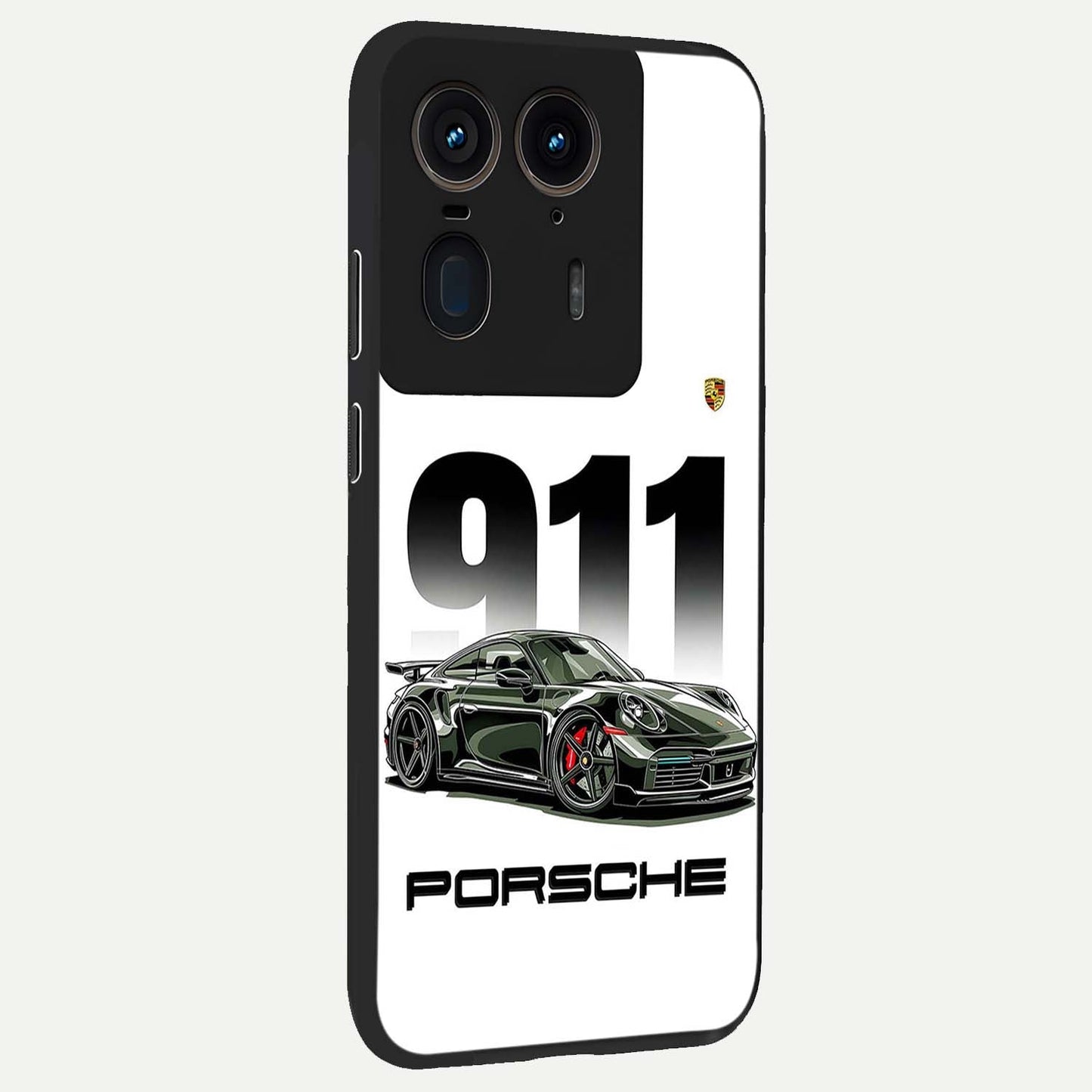 911 Turbo Dominance Glass Case upright perspective showcasing powerful racing design and modern automotive aesthetic.
