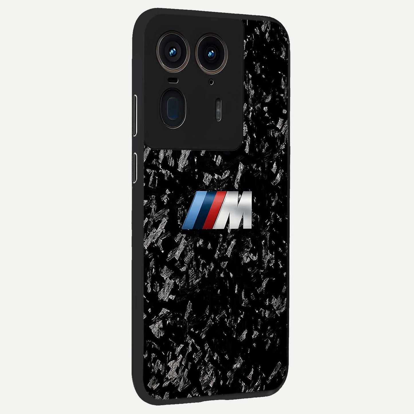 Carbon Speed Mark Glass Case upright view showcasing modern carbon speed graphic with bold automotive theme.