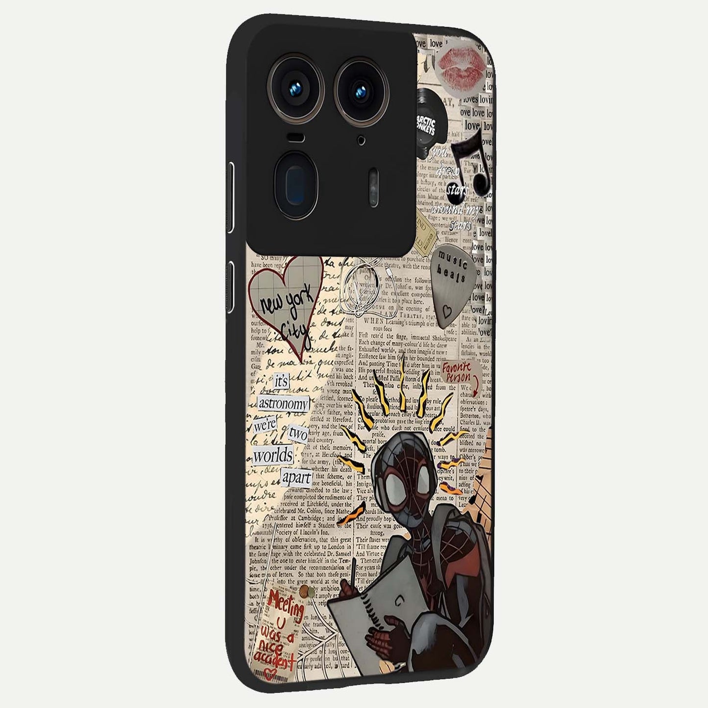 City Dream Sketch Glass Case upright view showcasing urban skyline artwork with stylish hand drawn design.